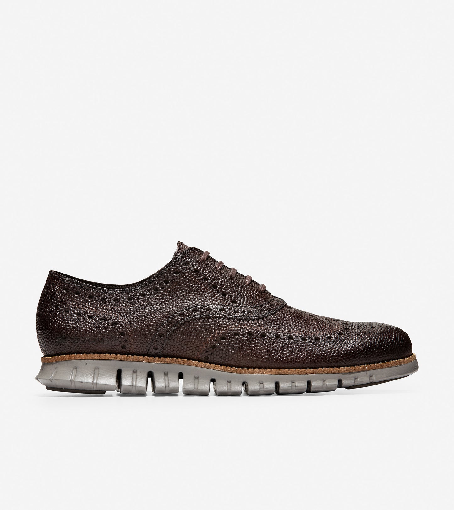 ColeHaan-ZERØGRAND Wingtip Oxford -c30328-Black Walnut Pebbled Leather