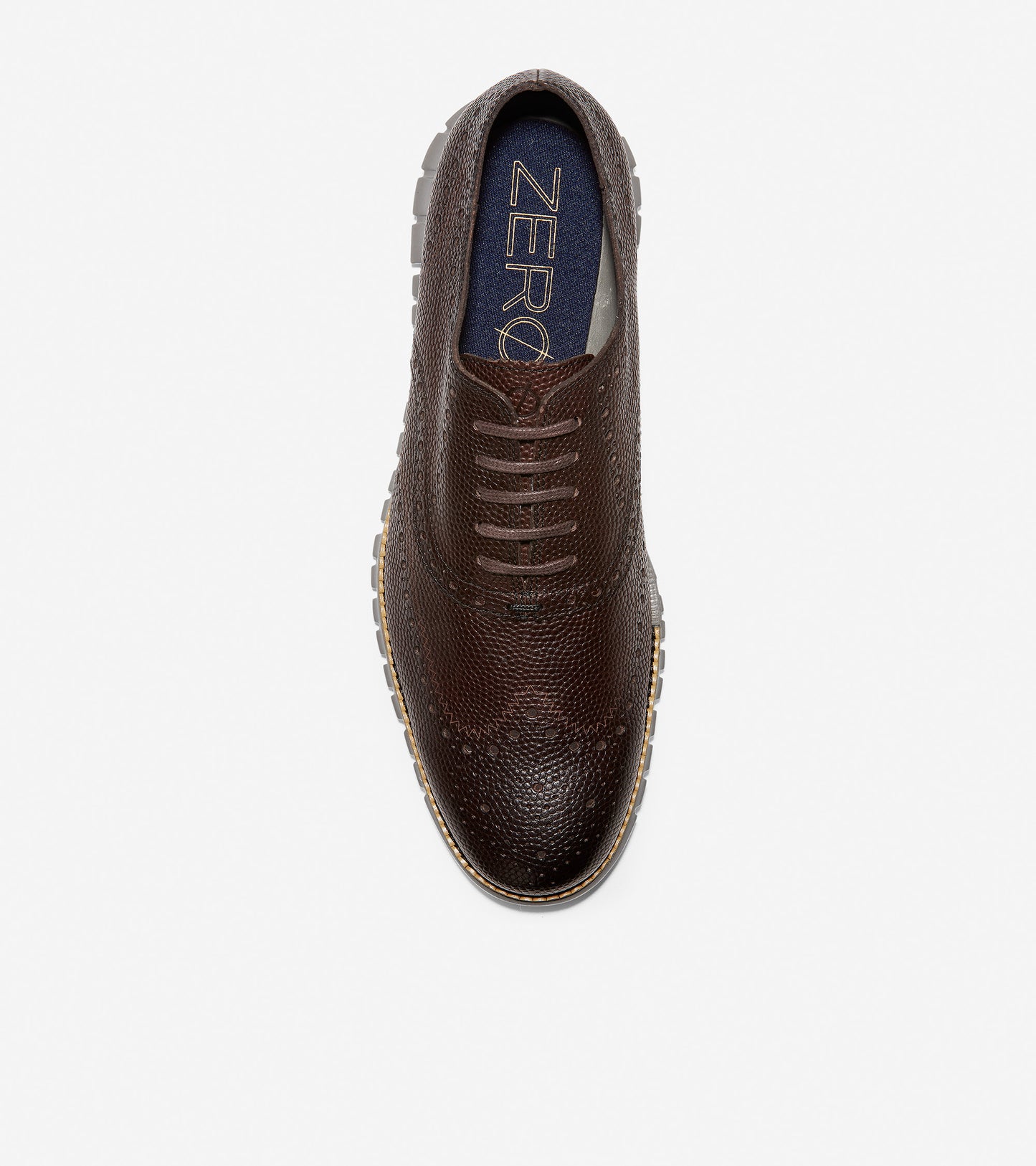 ColeHaan-ZERØGRAND Wingtip Oxford -c30328-Black Walnut Pebbled Leather