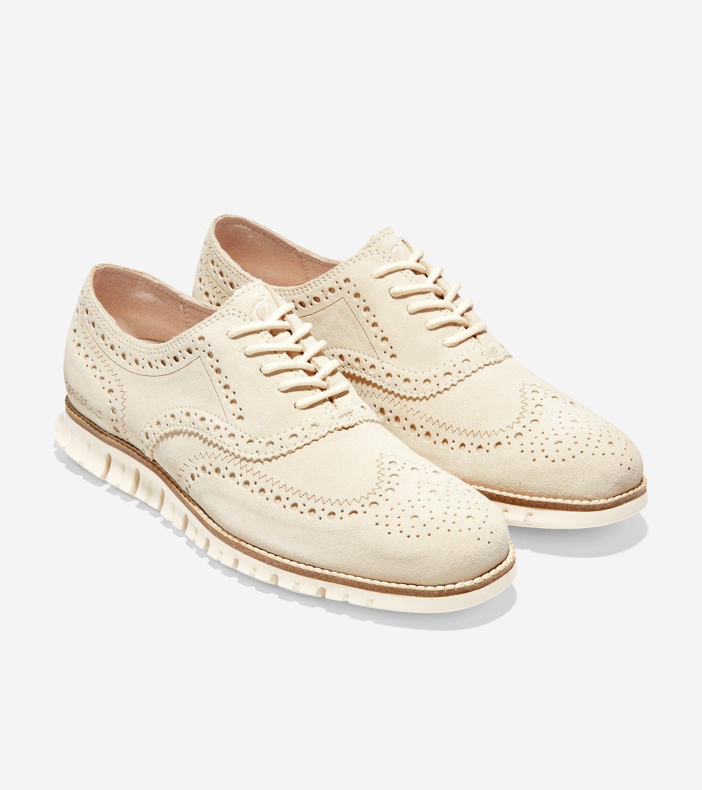 ColeHaan-ZERØGRAND Wingtip Oxford-c31160-Ivory Suede