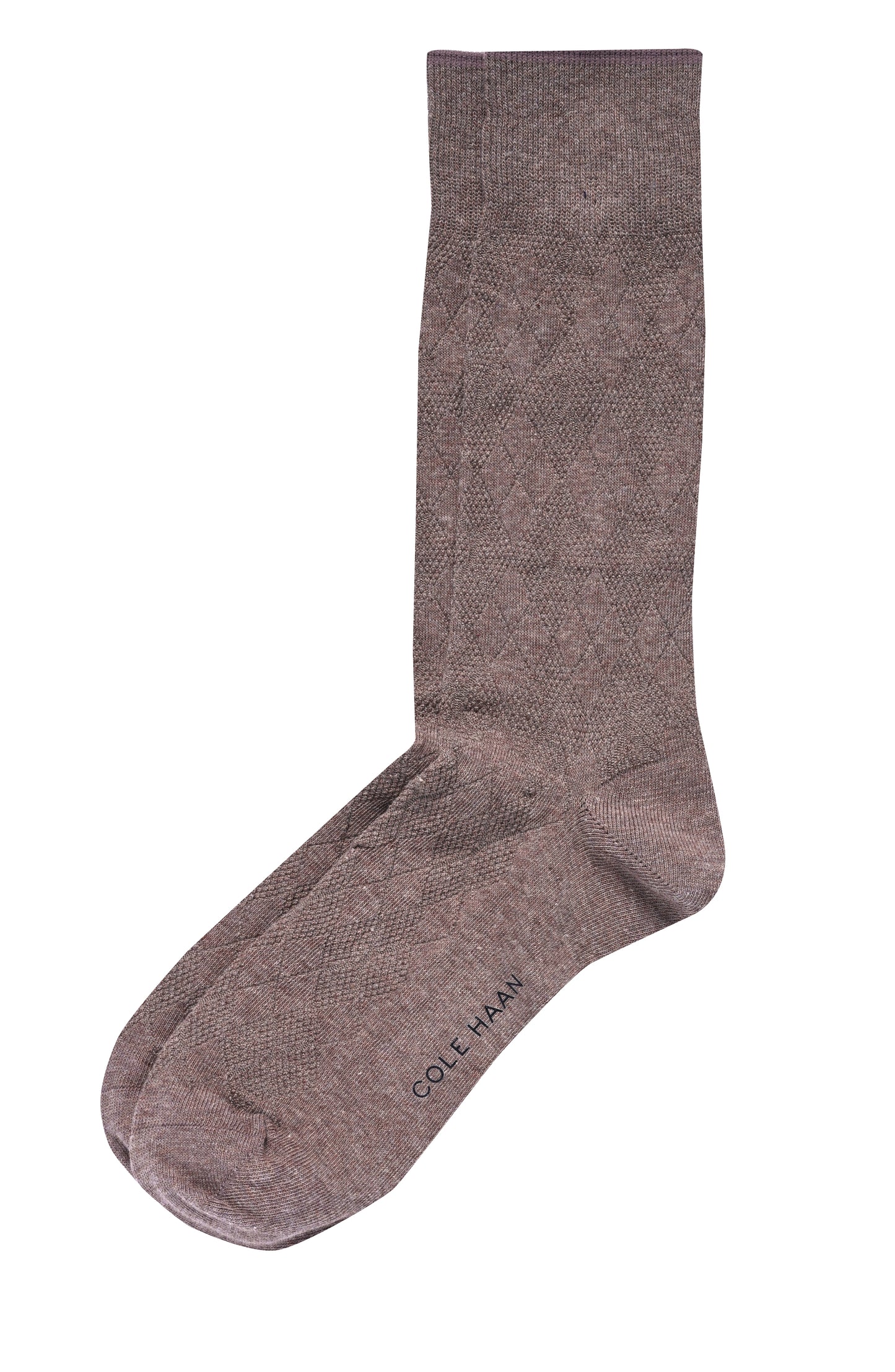 CHM201DR21007-1Pk Textured Argyle Dress Crew-Brown Heather