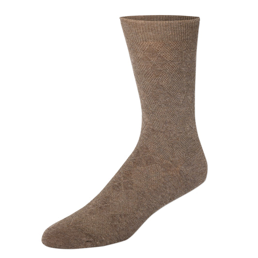 CHM201DR21007-1Pk Textured Argyle Dress Crew-Brown Heather