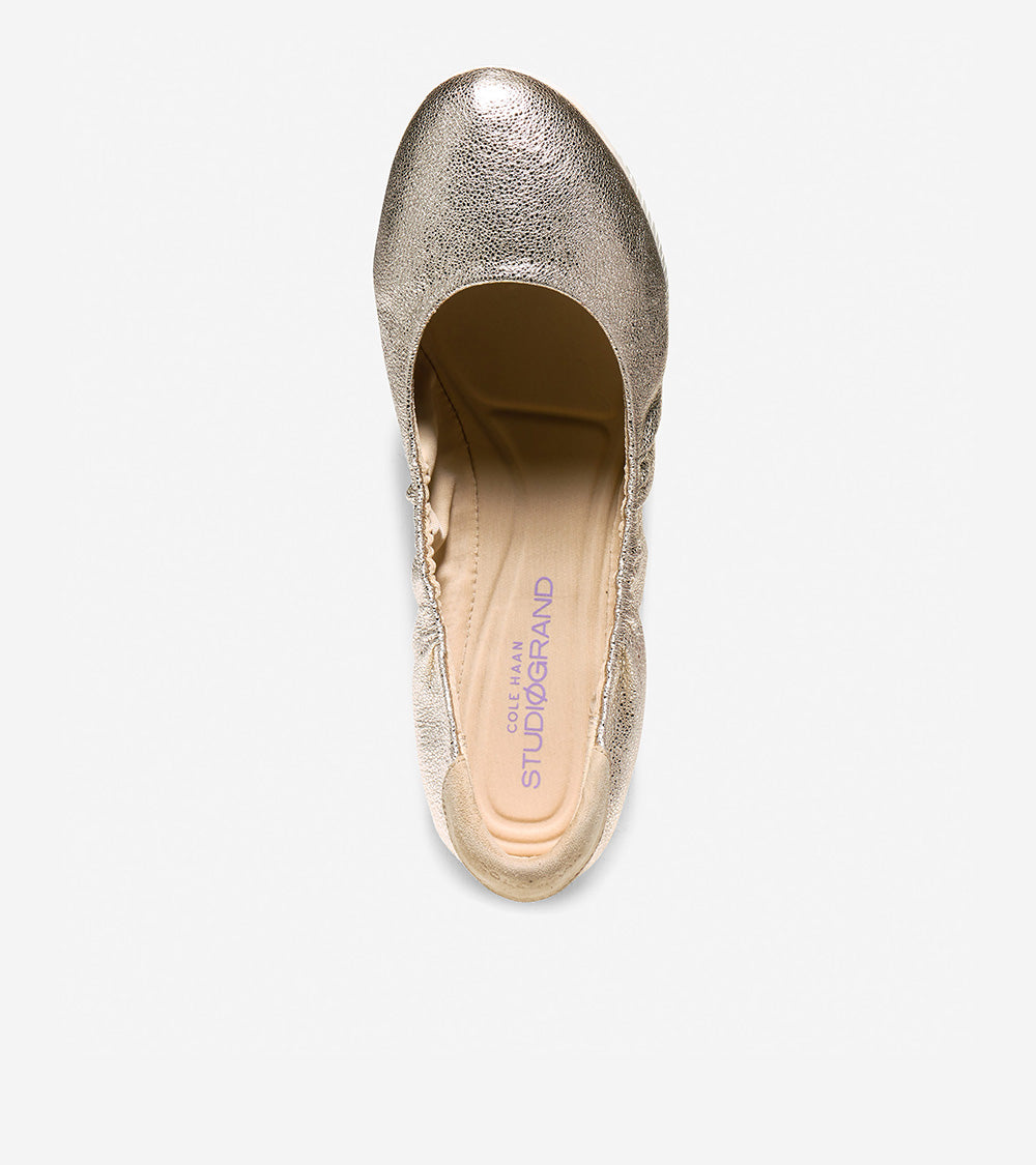 ColeHaan-Studiøgrand Packable Ballet Flat -w09730-Silver
