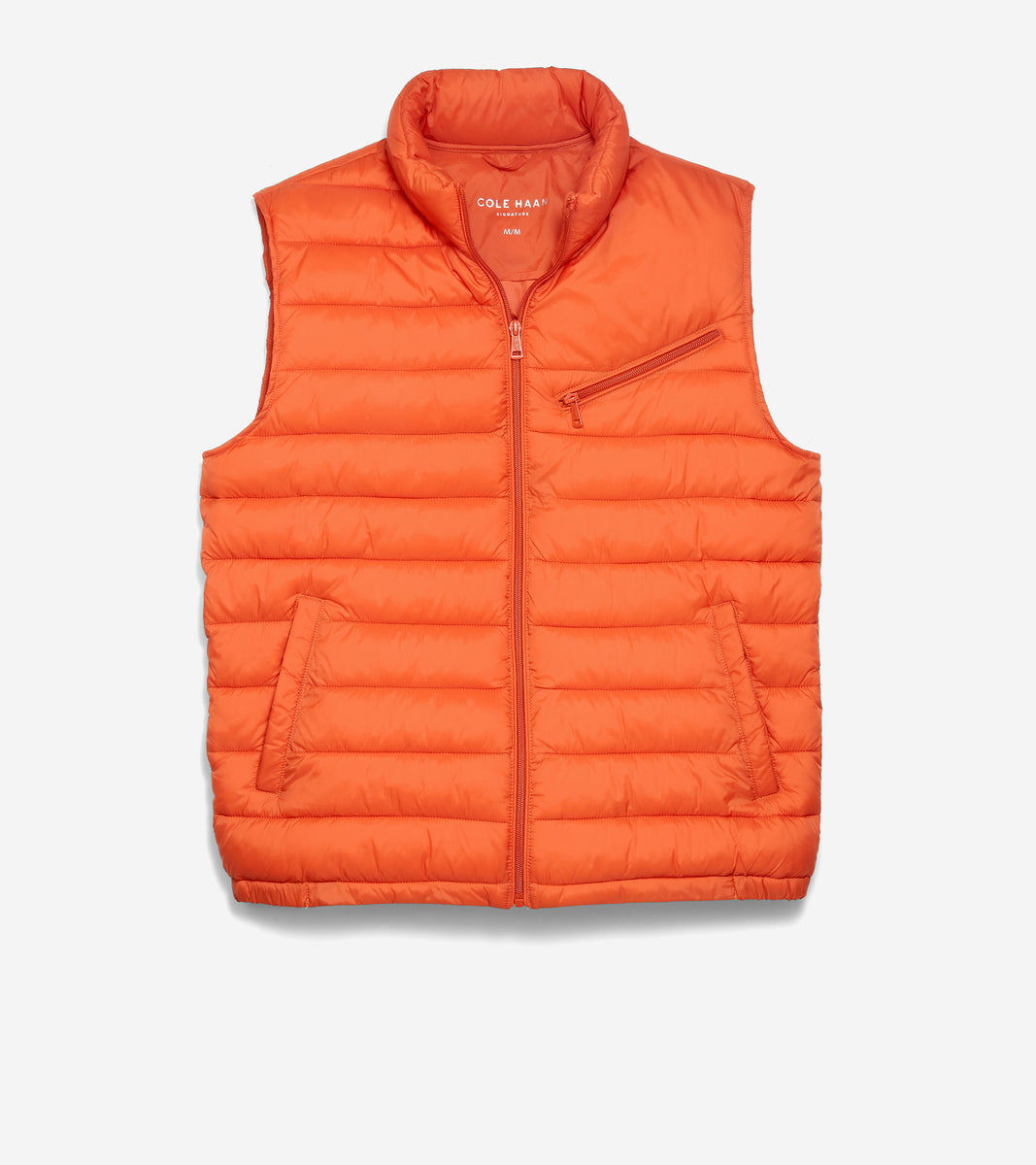 t40291-Men's Zip Front Quilted Vest-Orange
