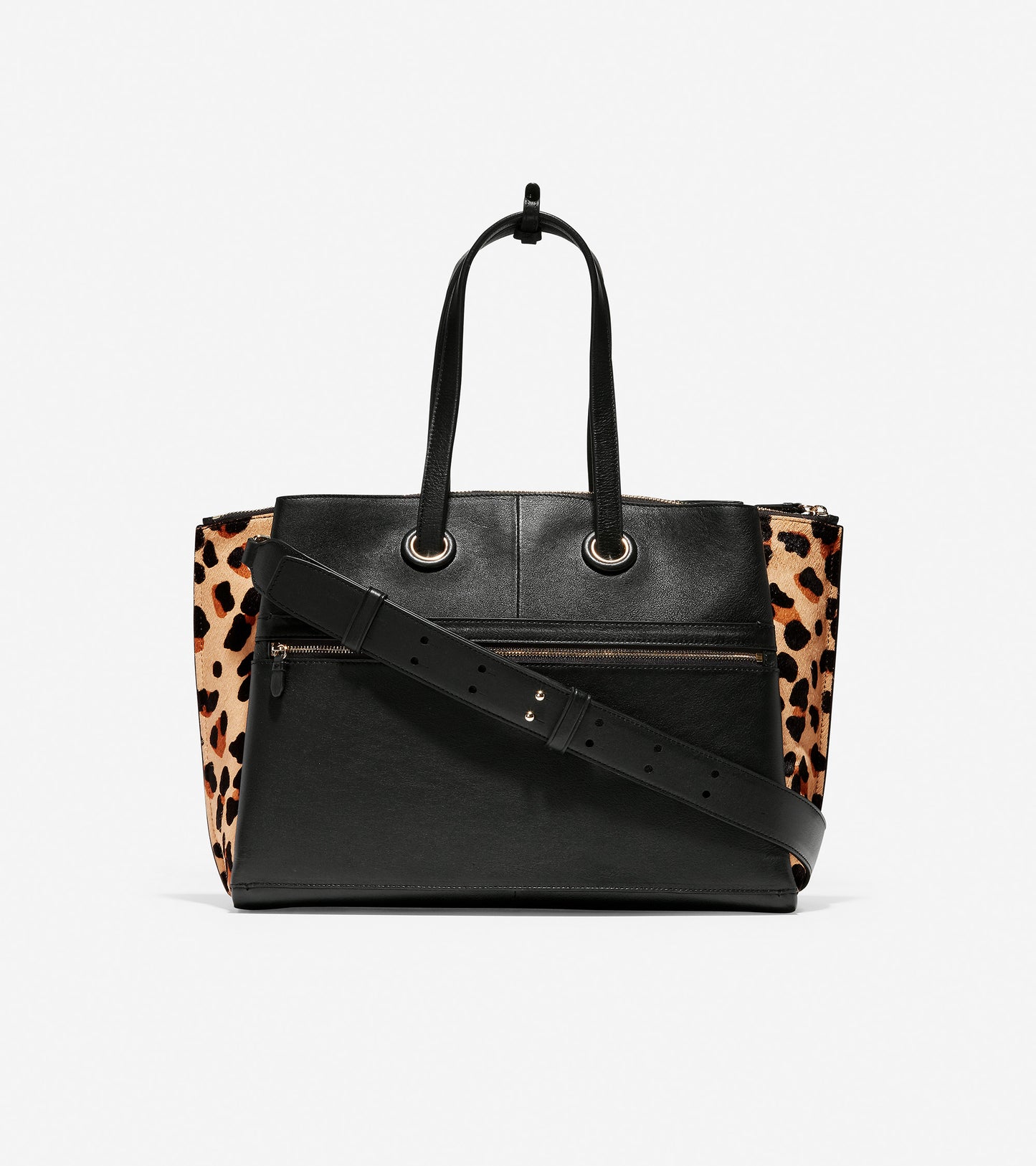 ColeHaan-Grand Ambition Satchel-u04136-Black-Jaguar Print Haircalf