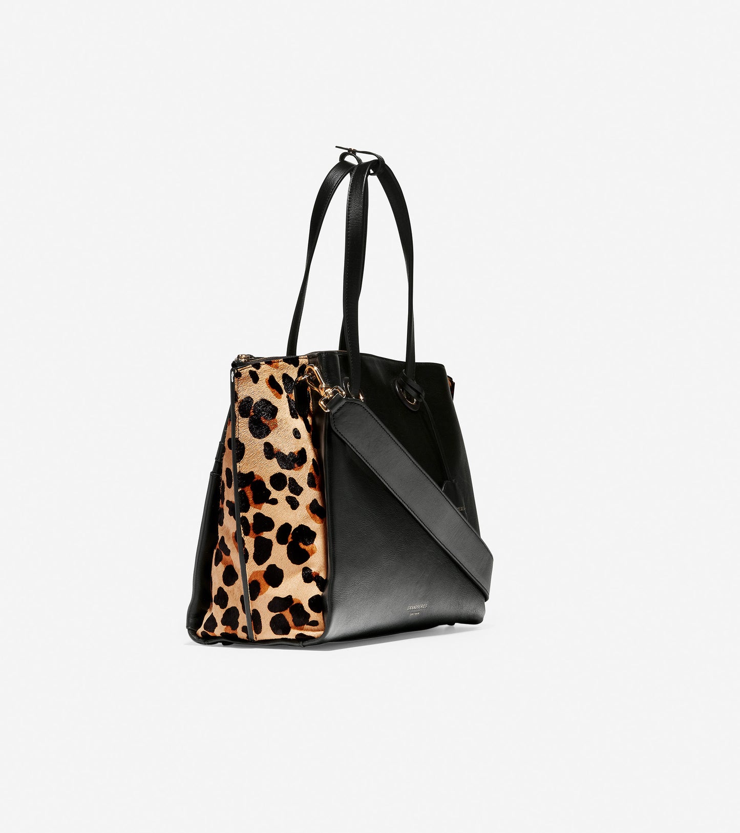 ColeHaan-Grand Ambition Satchel-u04136-Black-Jaguar Print Haircalf