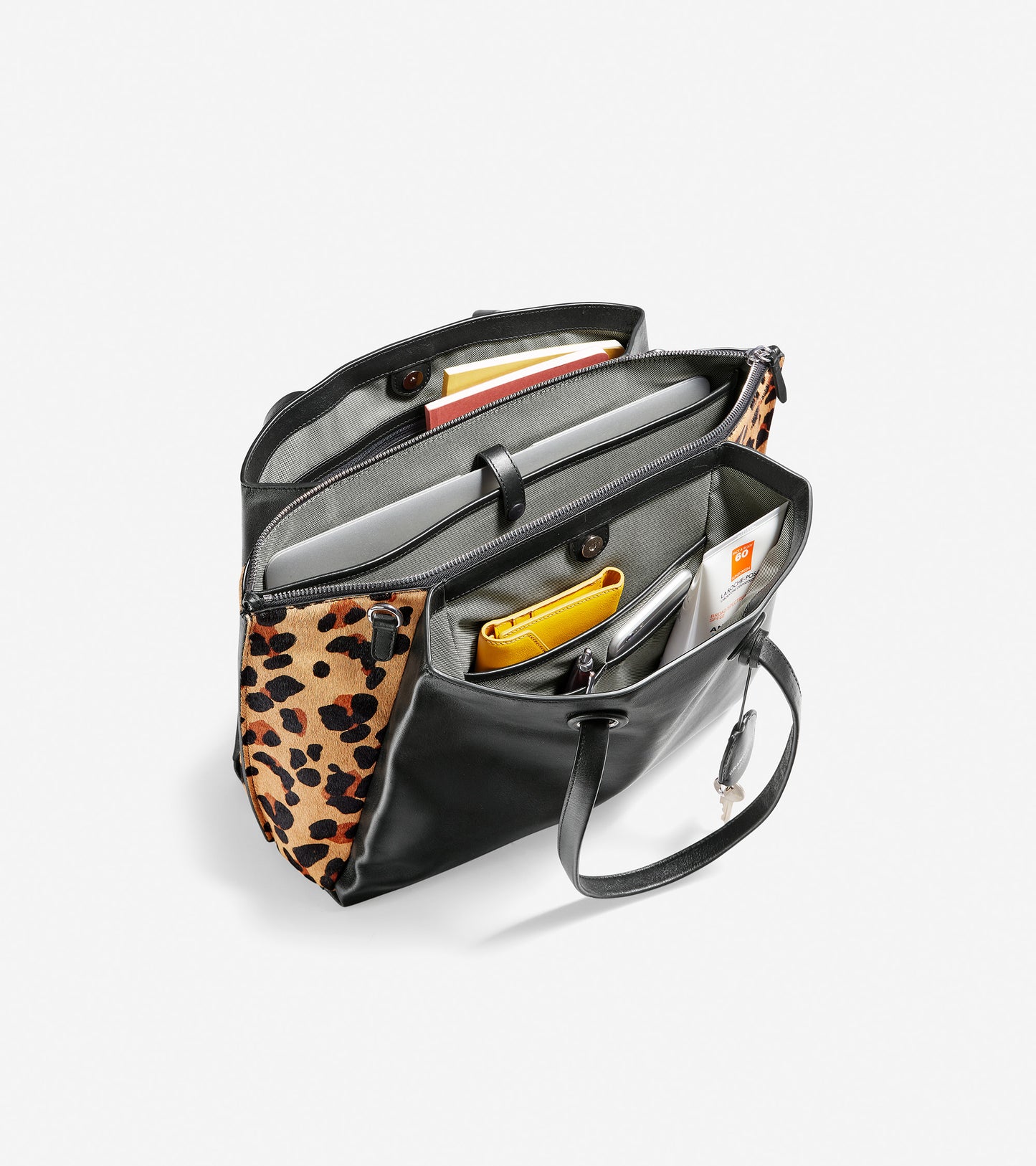 ColeHaan-Grand Ambition Satchel-u04136-Black-Jaguar Print Haircalf