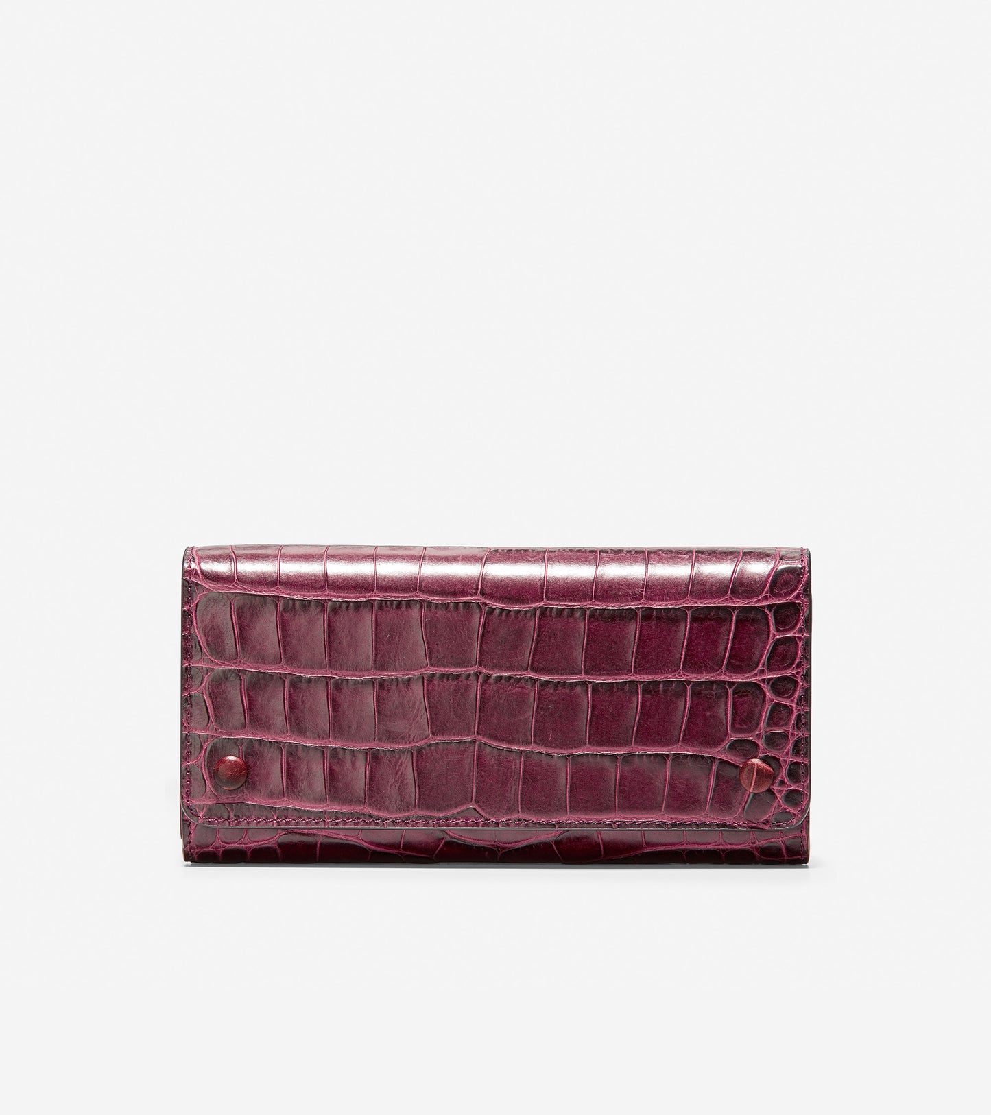 ColeHaan-GRANDSERIES Flap Continental Wallet-u04216-Winetasting Embossed Croc