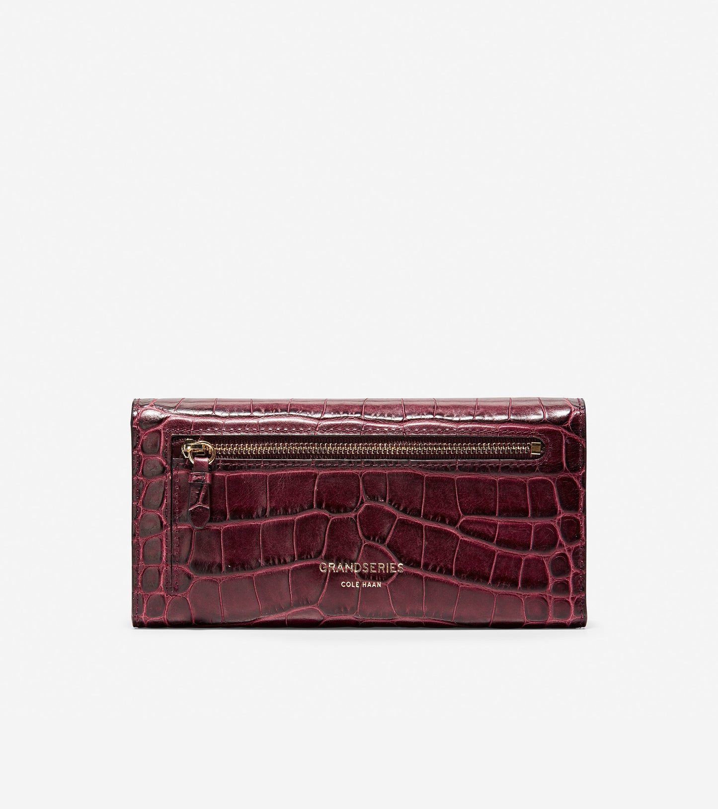 ColeHaan-GRANDSERIES Flap Continental Wallet-u04216-Winetasting Embossed Croc