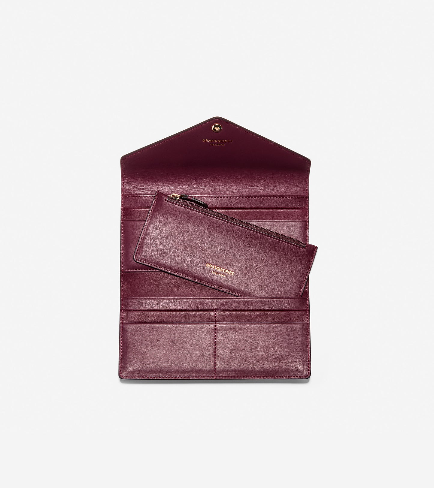 ColeHaan-GRANDSERIES Flap Trifold Envelope Wallet-u04223-Burgundy