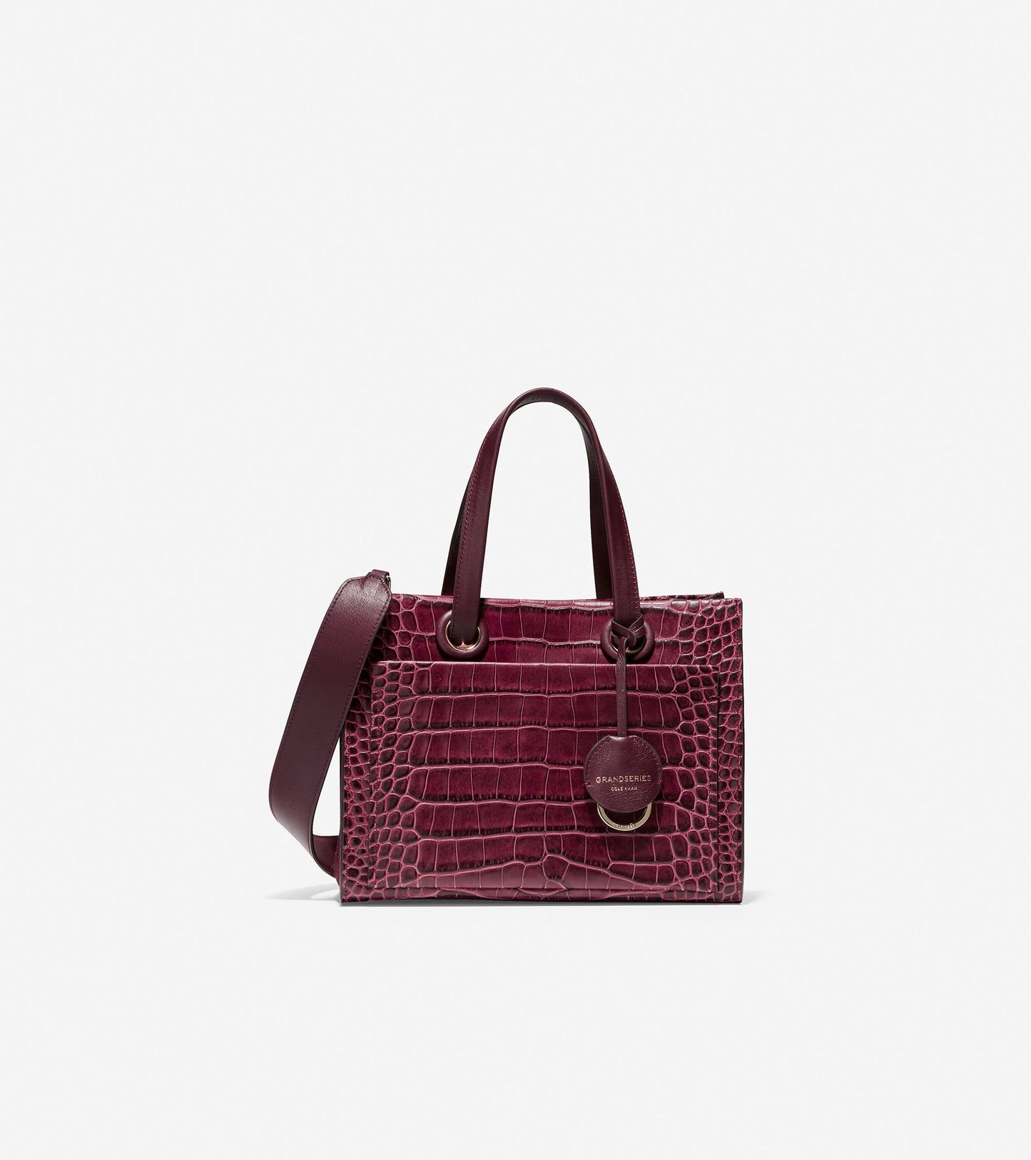 ColeHaan-Grand Ambition Small Satchel-u04235-Winetasting Embossed Croc