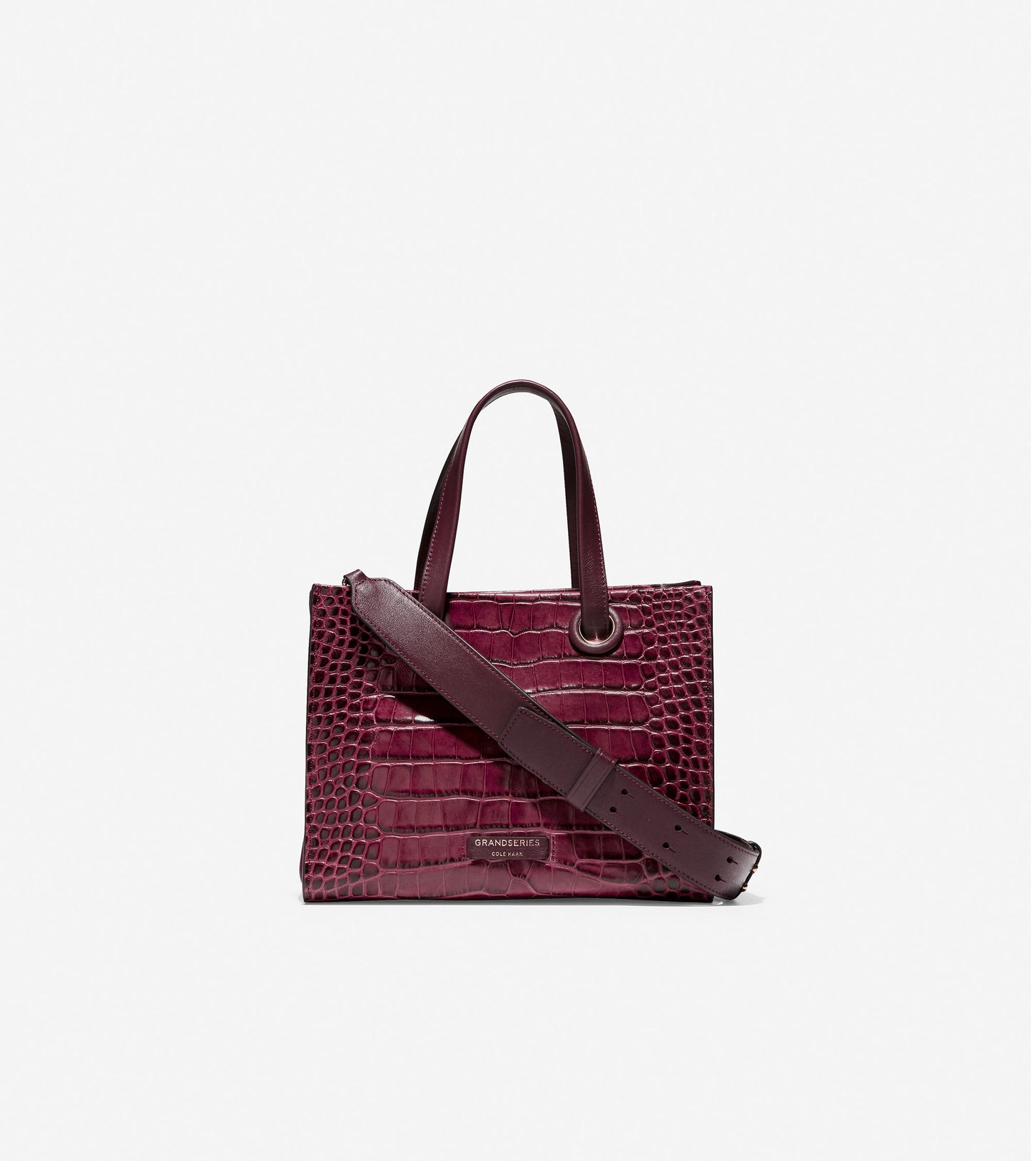 ColeHaan-Grand Ambition Small Satchel-u04235-Winetasting Embossed Croc