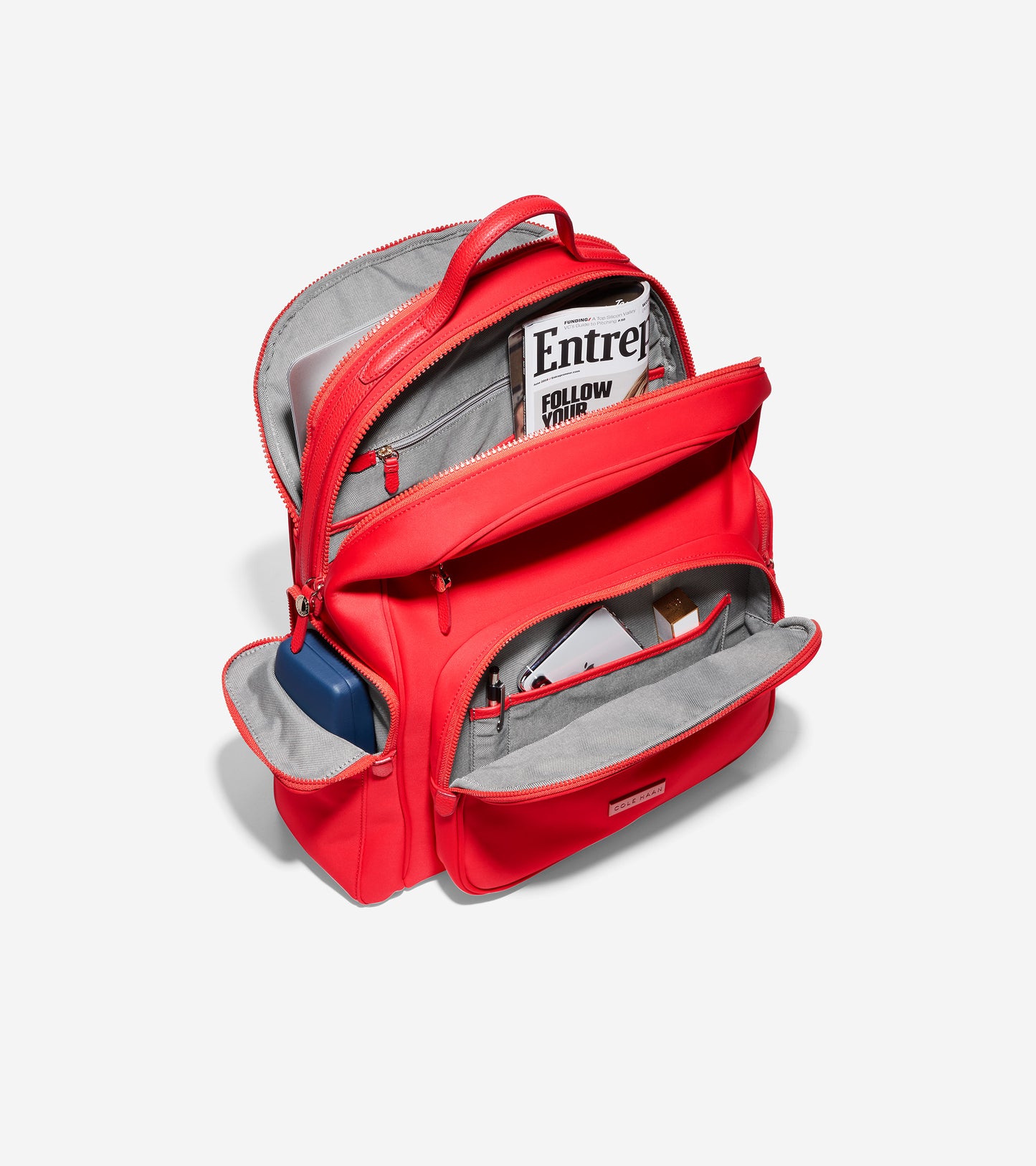 ColeHaan-Grand Ambition Travel Backpack-u04329-Flame Scarlet Neoprene