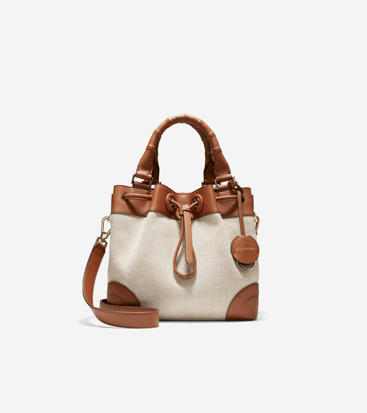 ColeHaan-Small Canvas Bucket Bag-u04361-Natural Canvas-British Tan Leather