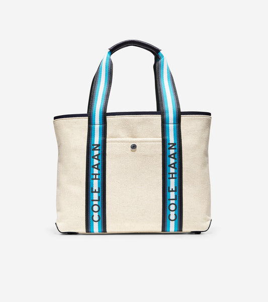ColeHaan-Summer Canvas Tote Bag-u04369-Natural Canvas-Navy