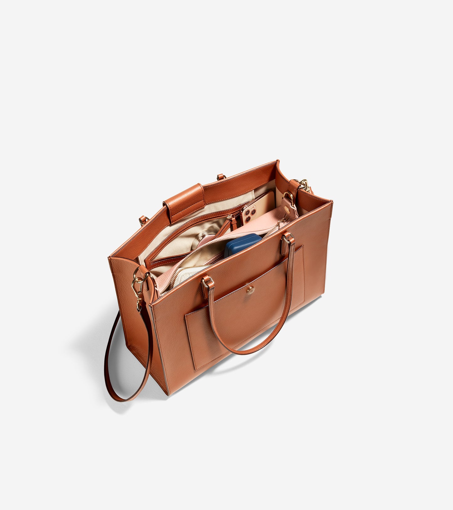 ColeHaan-Grand Ambition Three-In-One Tote Bag-u04429-British Tan Leather-Misty Rose