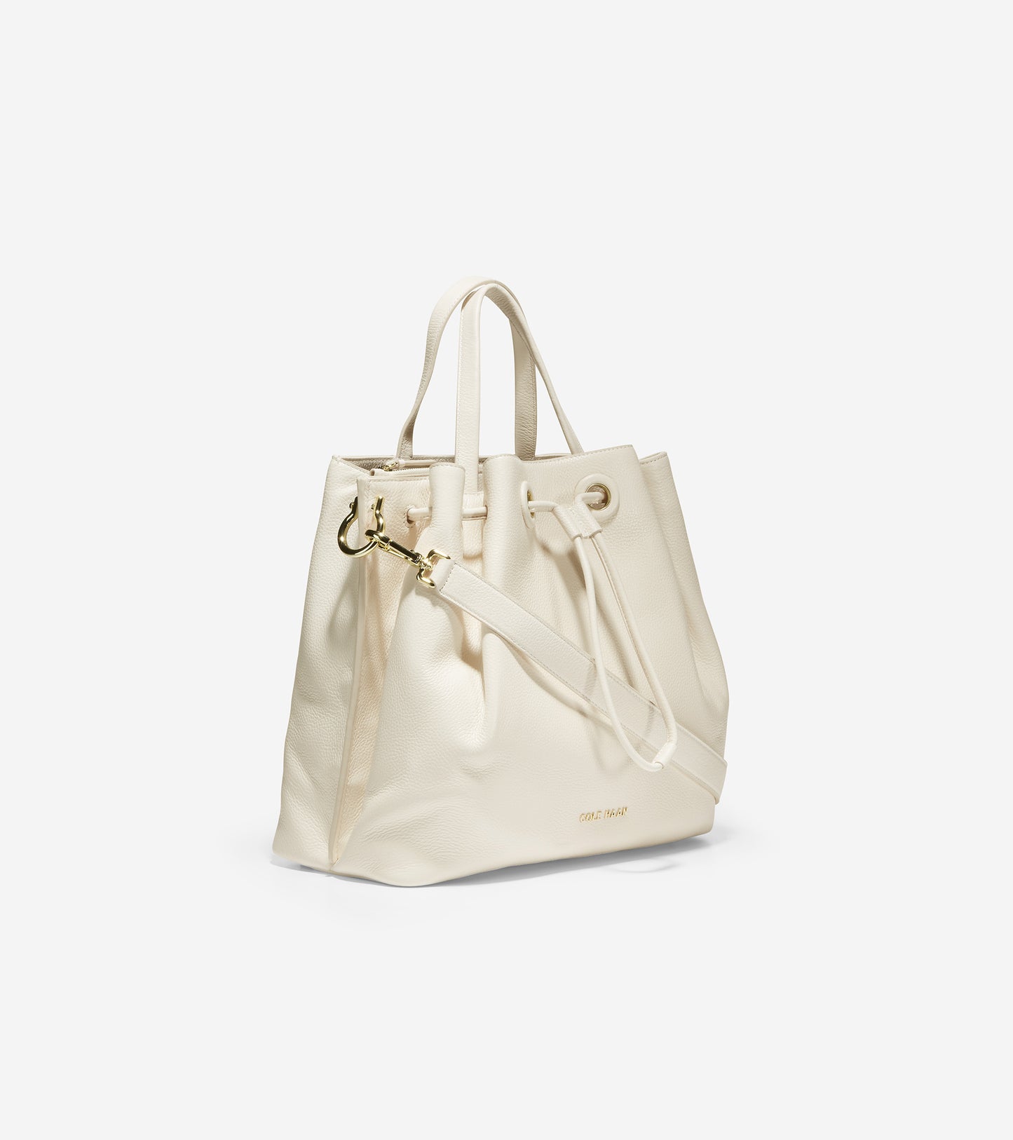 ColeHaan-Leather Bucket Bag-u04439-Ivory