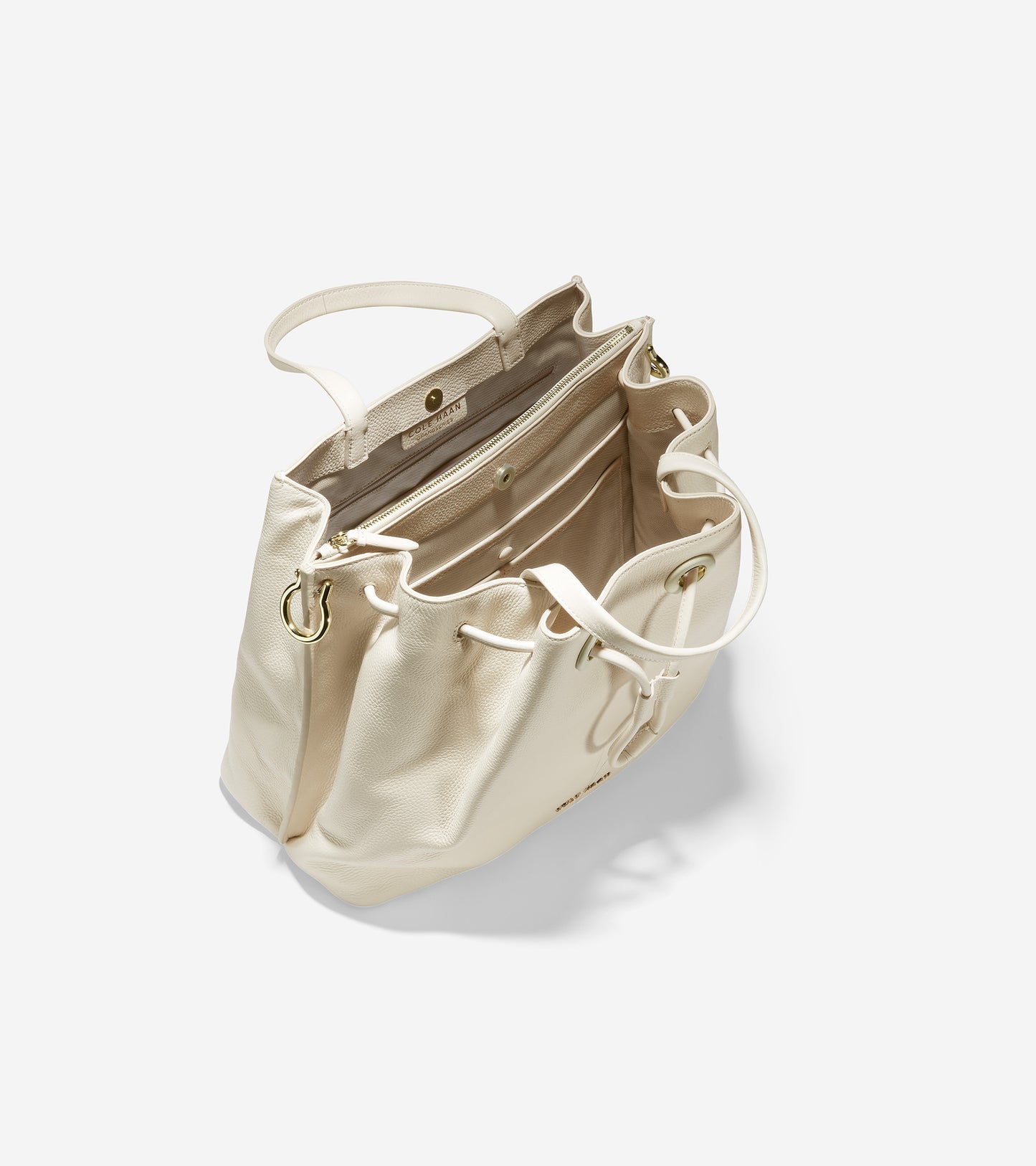 ColeHaan-Leather Bucket Bag-u04439-Ivory