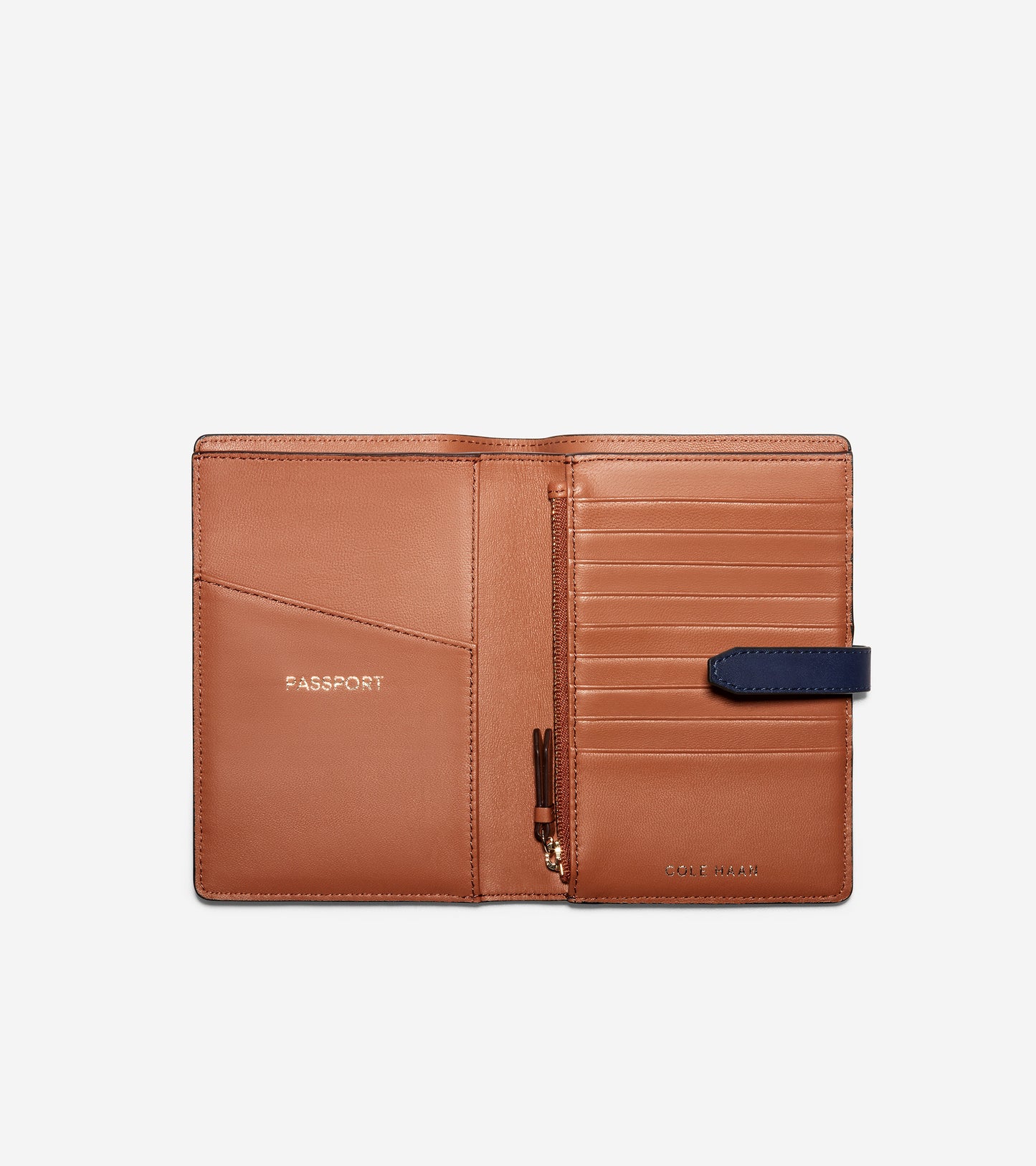 ColeHaan-GRANDSERIES Passport Wallet-u04469-Marine Blue Leather