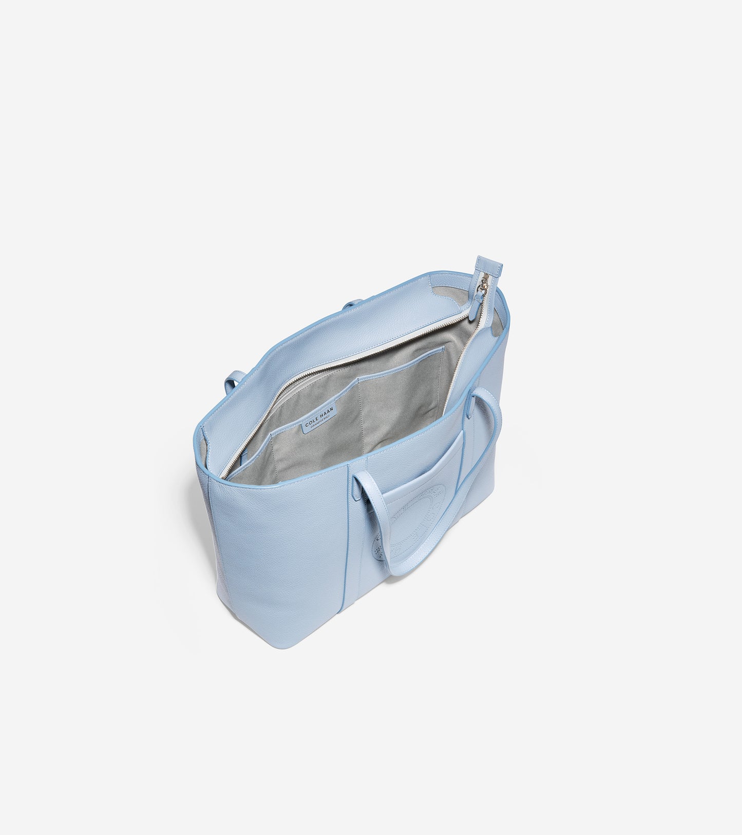 ColeHaan-Leather Zip Top Tote-u04645-Fog Blue