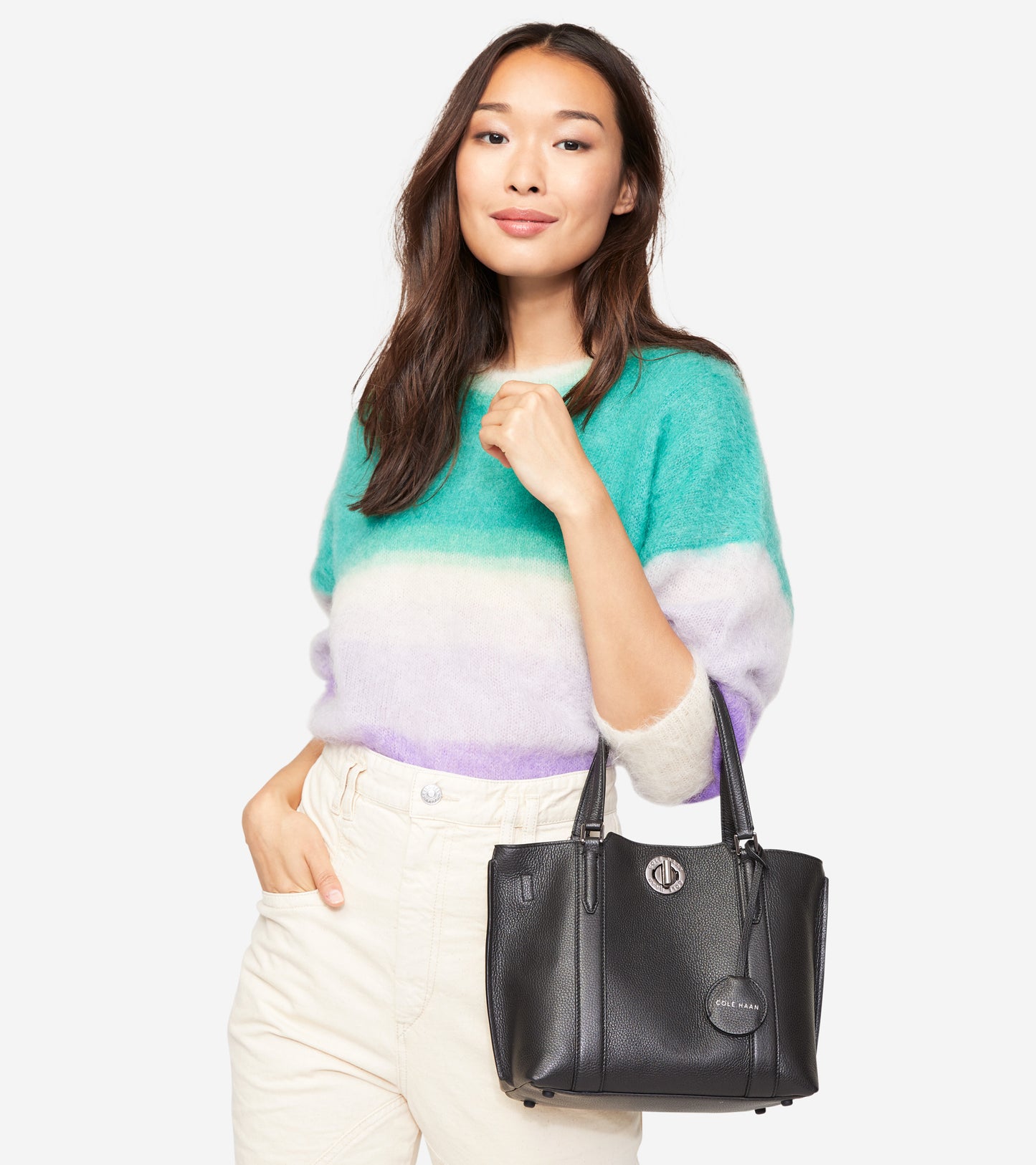 ColeHaan-Small Turnlock Tote-u04691-Black