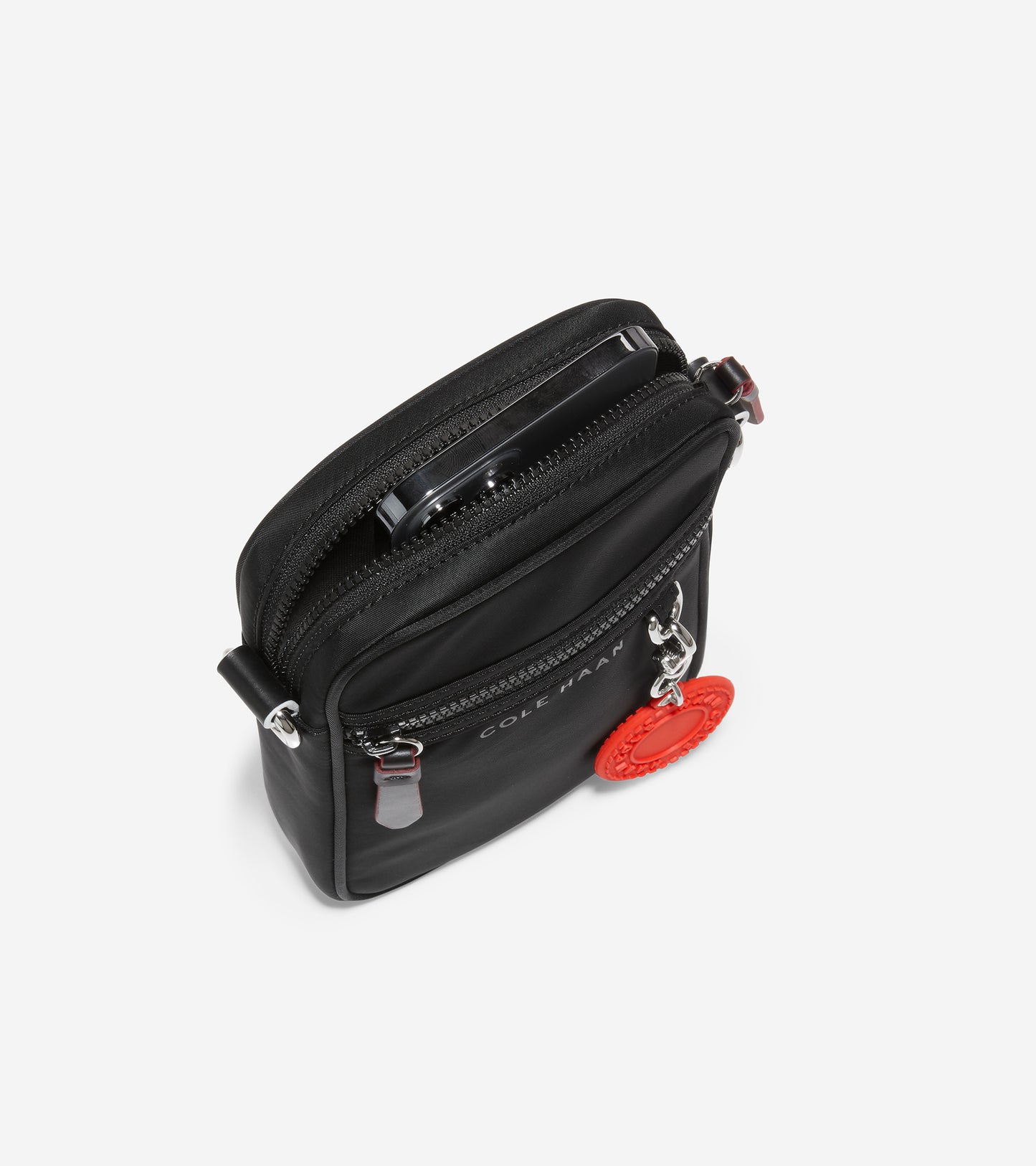 u05594-Nylon Cell Phone Crossbody-Black