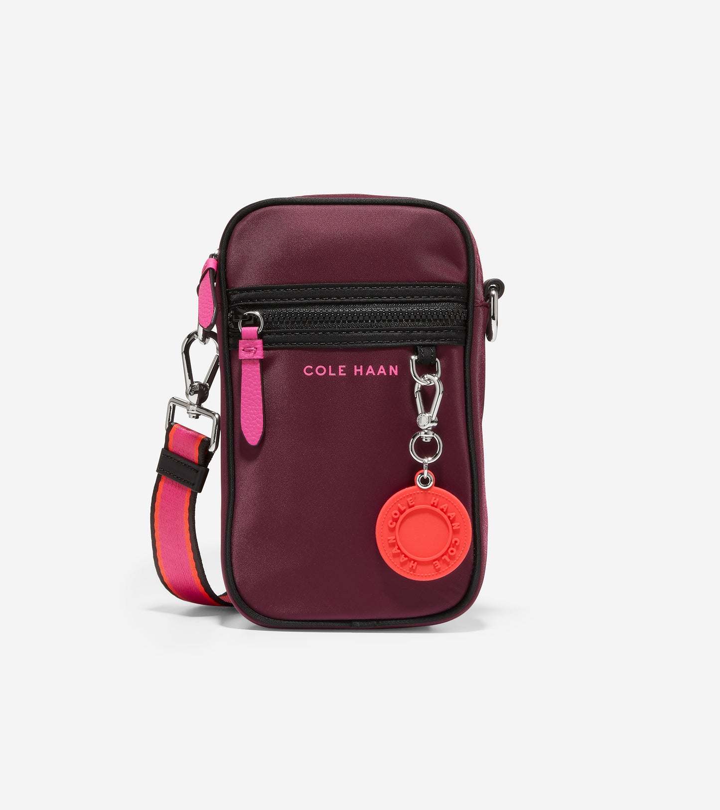 u05597-Nylon Cell Phone Crossbody-Black Garnet