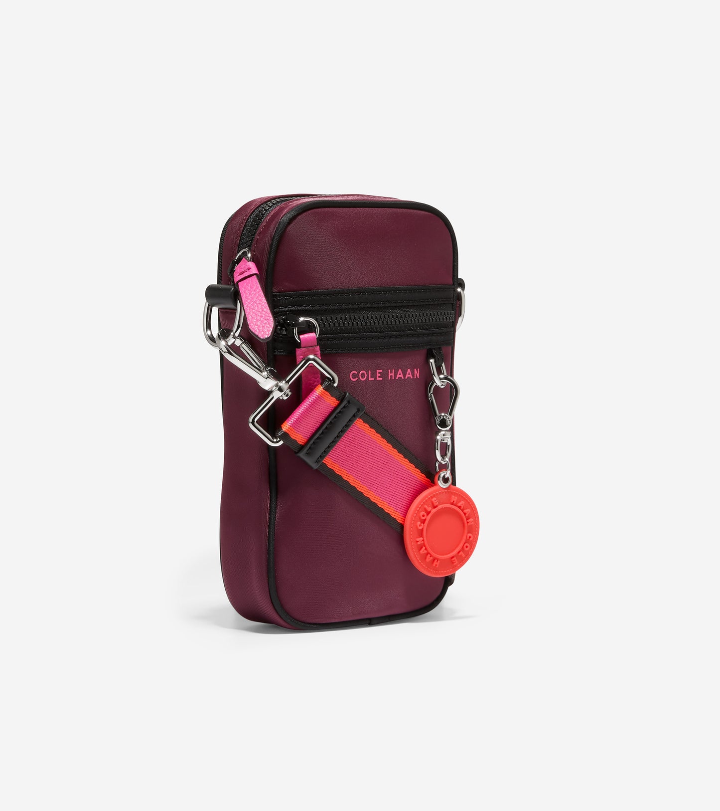 u05597-Nylon Cell Phone Crossbody-Black Garnet