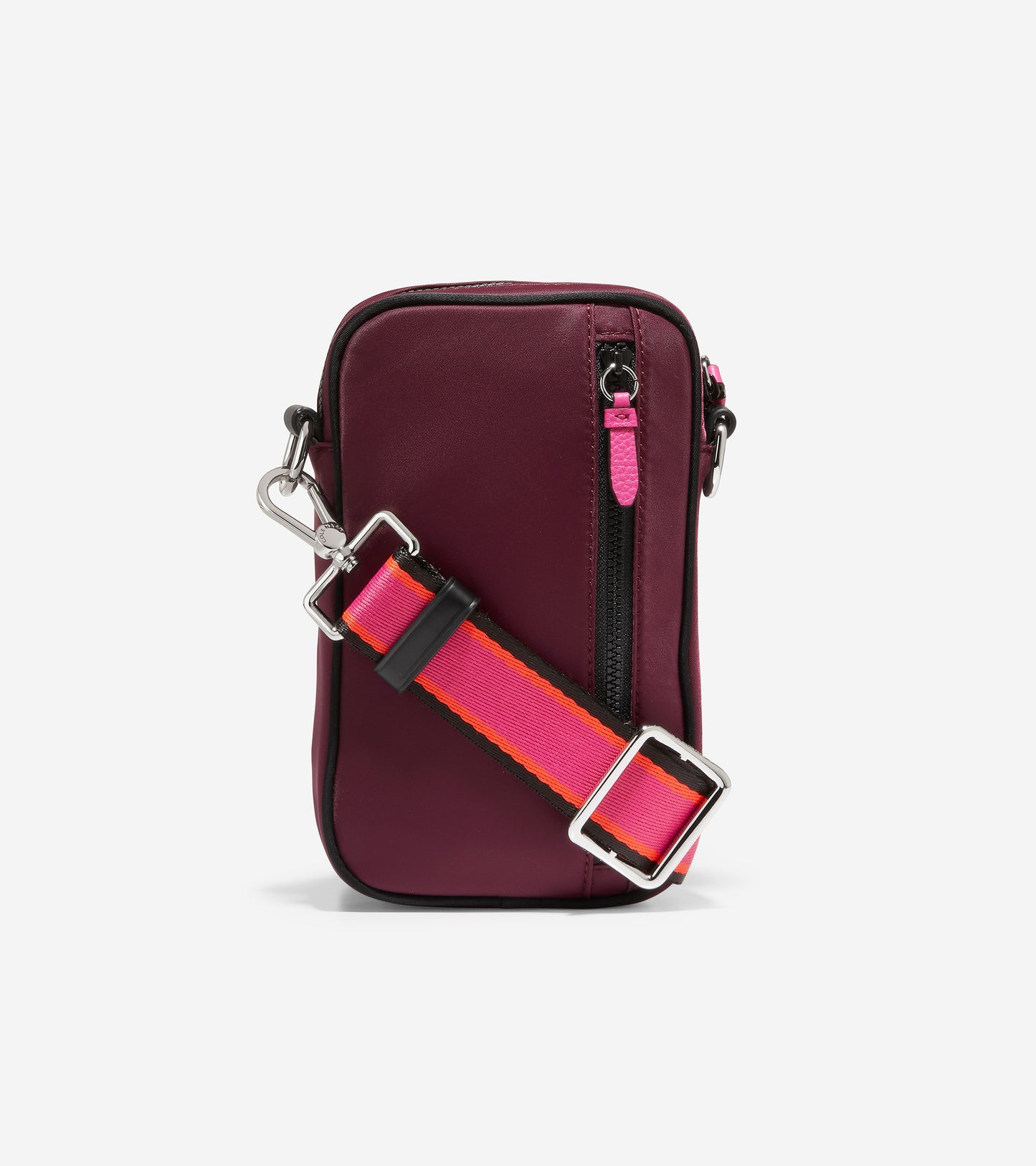 u05597-Nylon Cell Phone Crossbody-Black Garnet