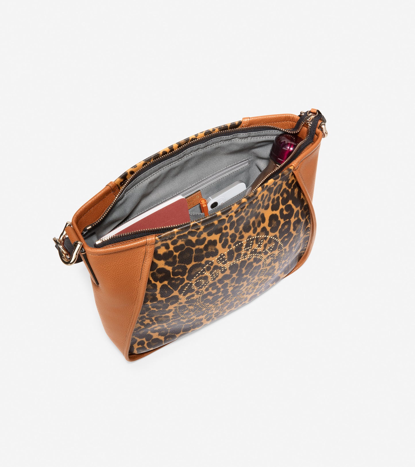 u05632-CH Perforated Crossbody-British Tan-Leopard Print