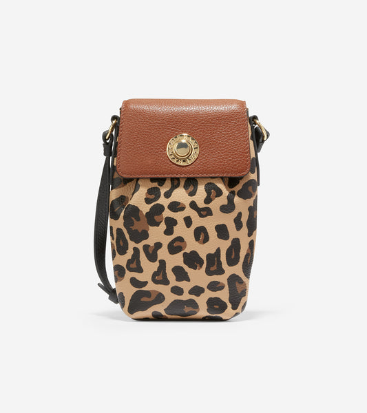 U05768-Pushlock Cellphone Crossbody-British Tan-Leopard Print