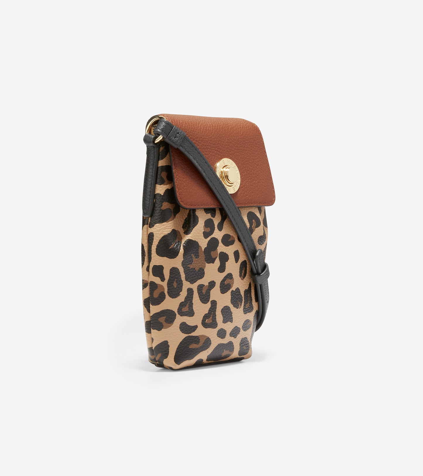 U05768-Pushlock Cellphone Crossbody-British Tan-Leopard Print