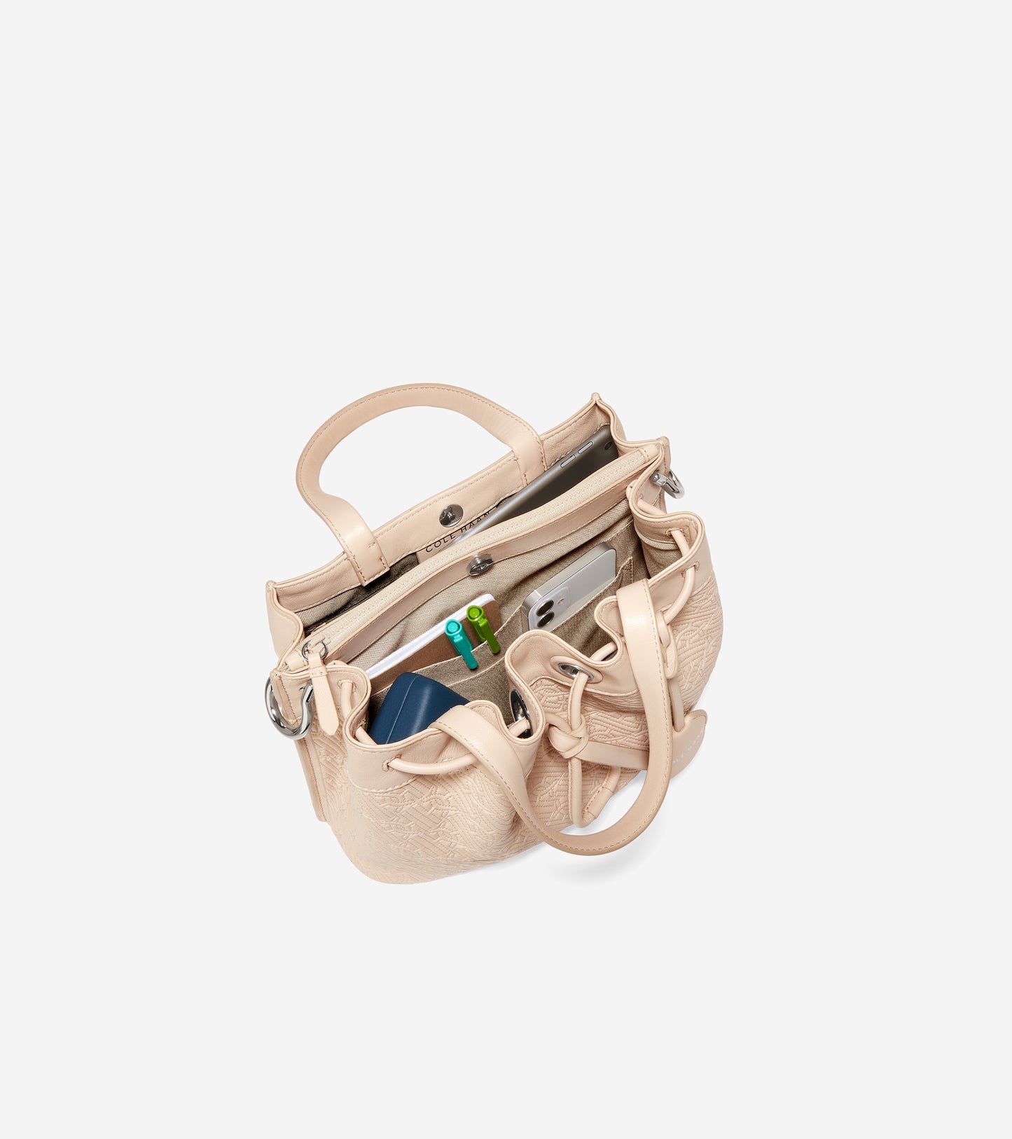 u06036-Quilted Logo Small Bucket Bag-Oat
