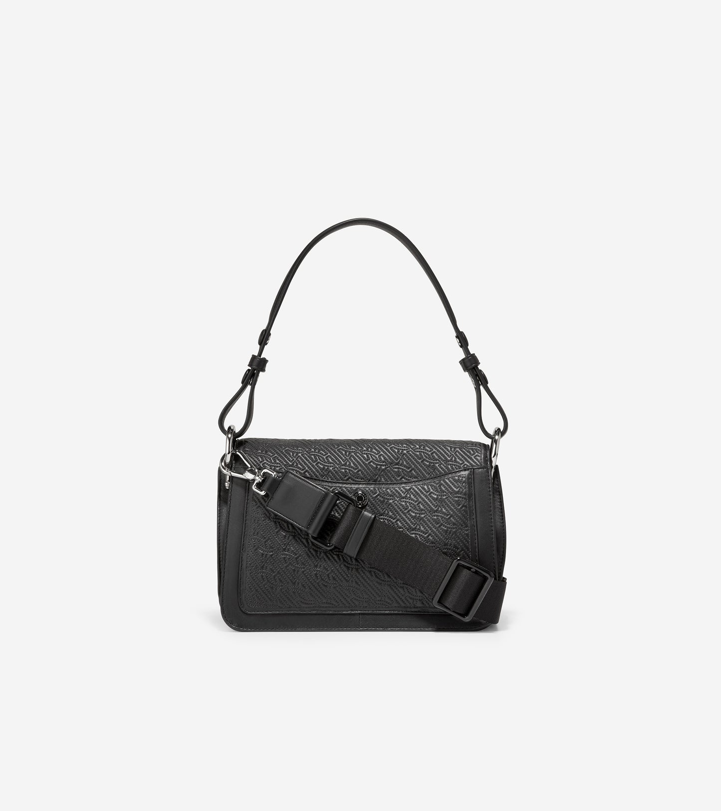 u06039-Quilted Logo Shoulder Bag-Black