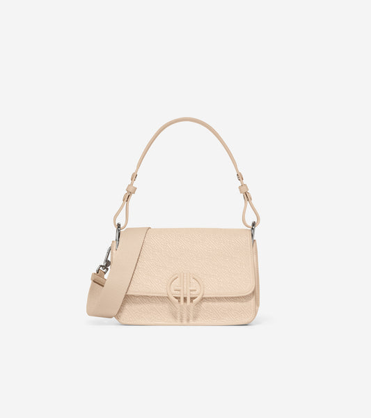 u06040-Quilted Logo Shoulder Bag-Oat