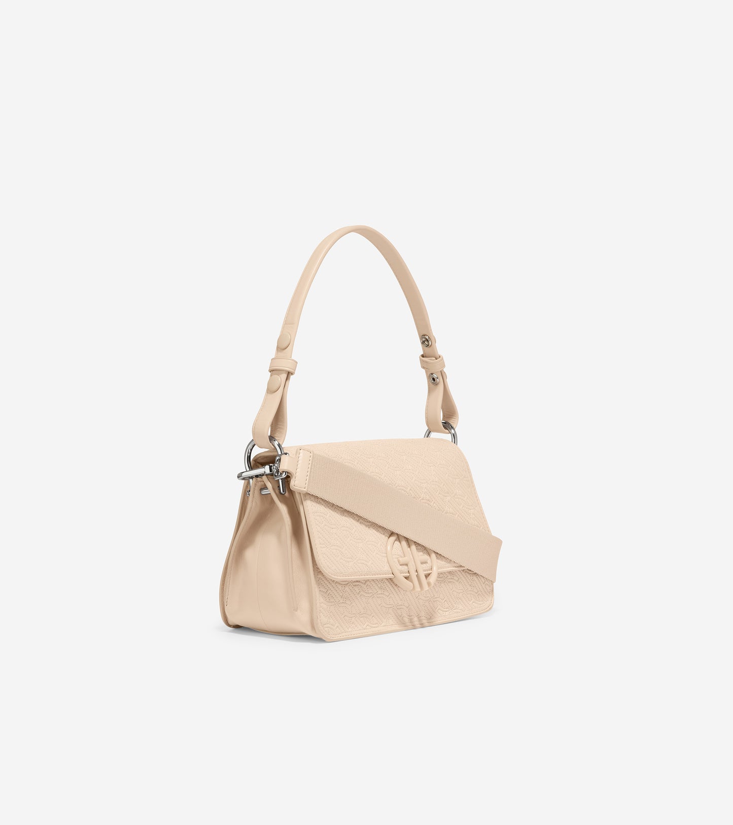 u06040-Quilted Logo Shoulder Bag-Oat