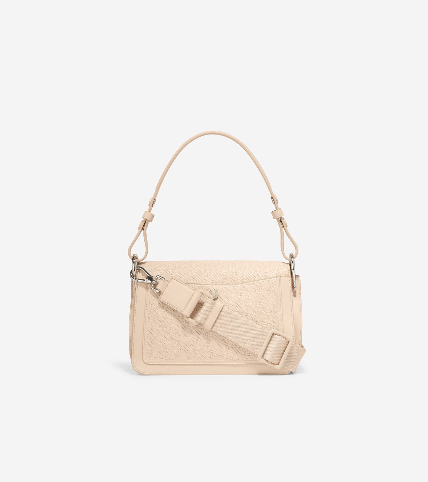 u06040-Quilted Logo Shoulder Bag-Oat