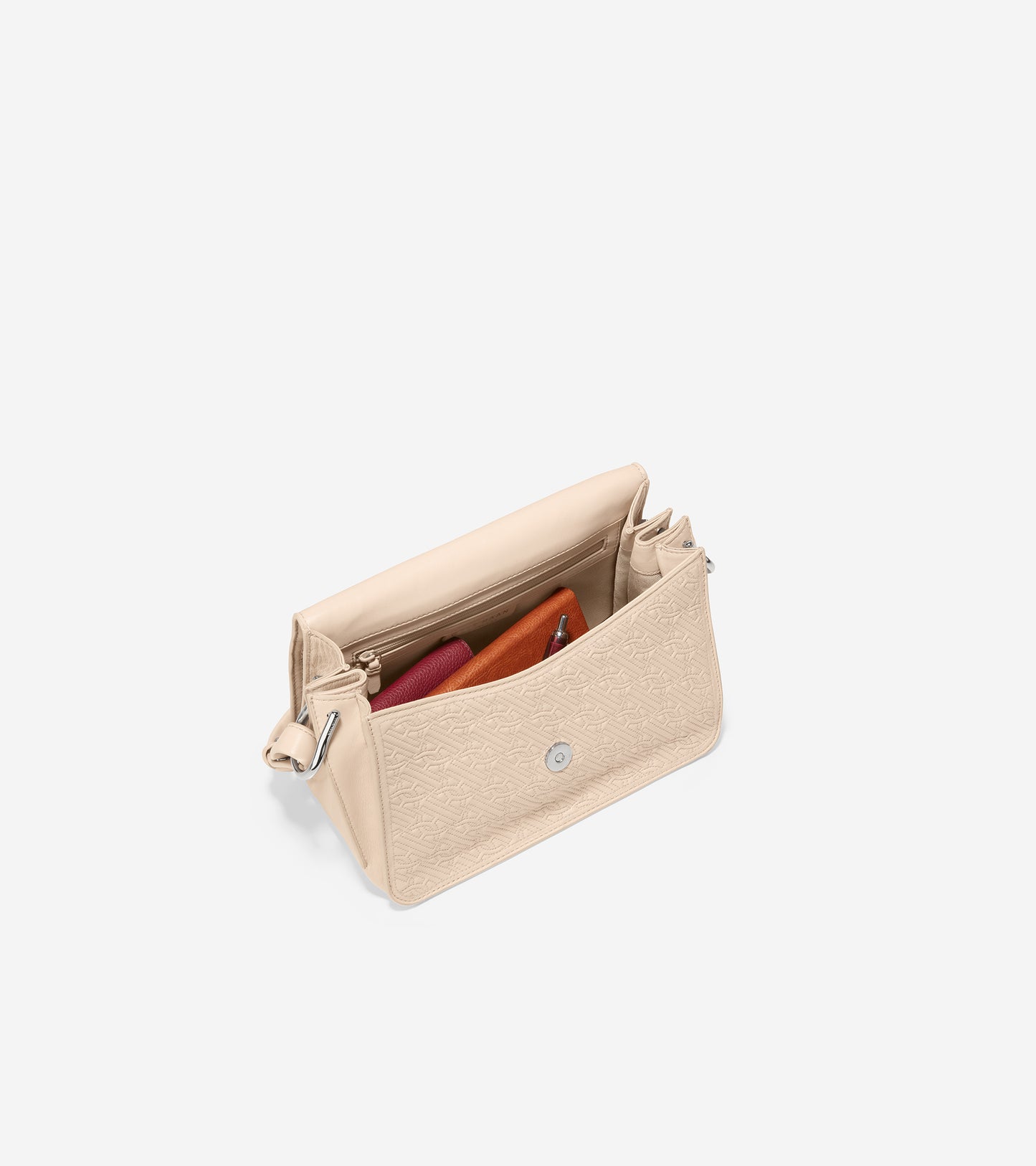 u06040-Quilted Logo Shoulder Bag-Oat