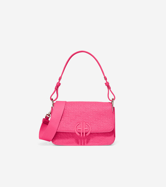 u06041-Quilted Logo Shoulder Bag-Fuchsia