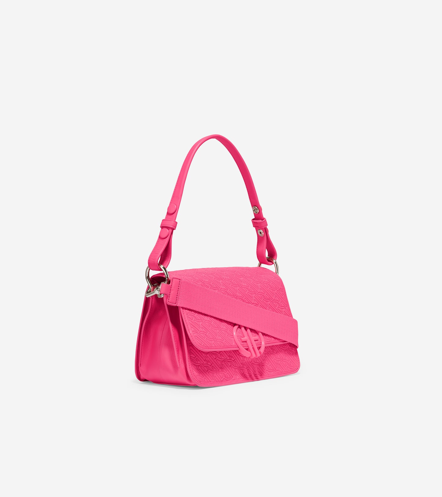 u06041-Quilted Logo Shoulder Bag-Fuchsia