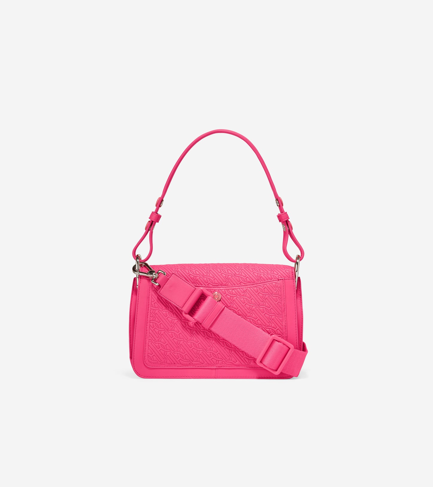 u06041-Quilted Logo Shoulder Bag-Fuchsia