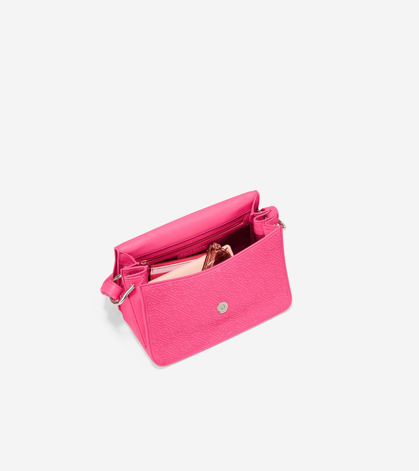 u06041-Quilted Logo Shoulder Bag-Fuchsia