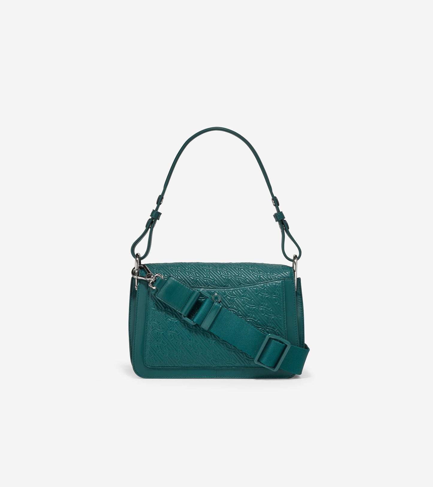 u06109-Quilted Logo Shoulder Bag-Deep Teal