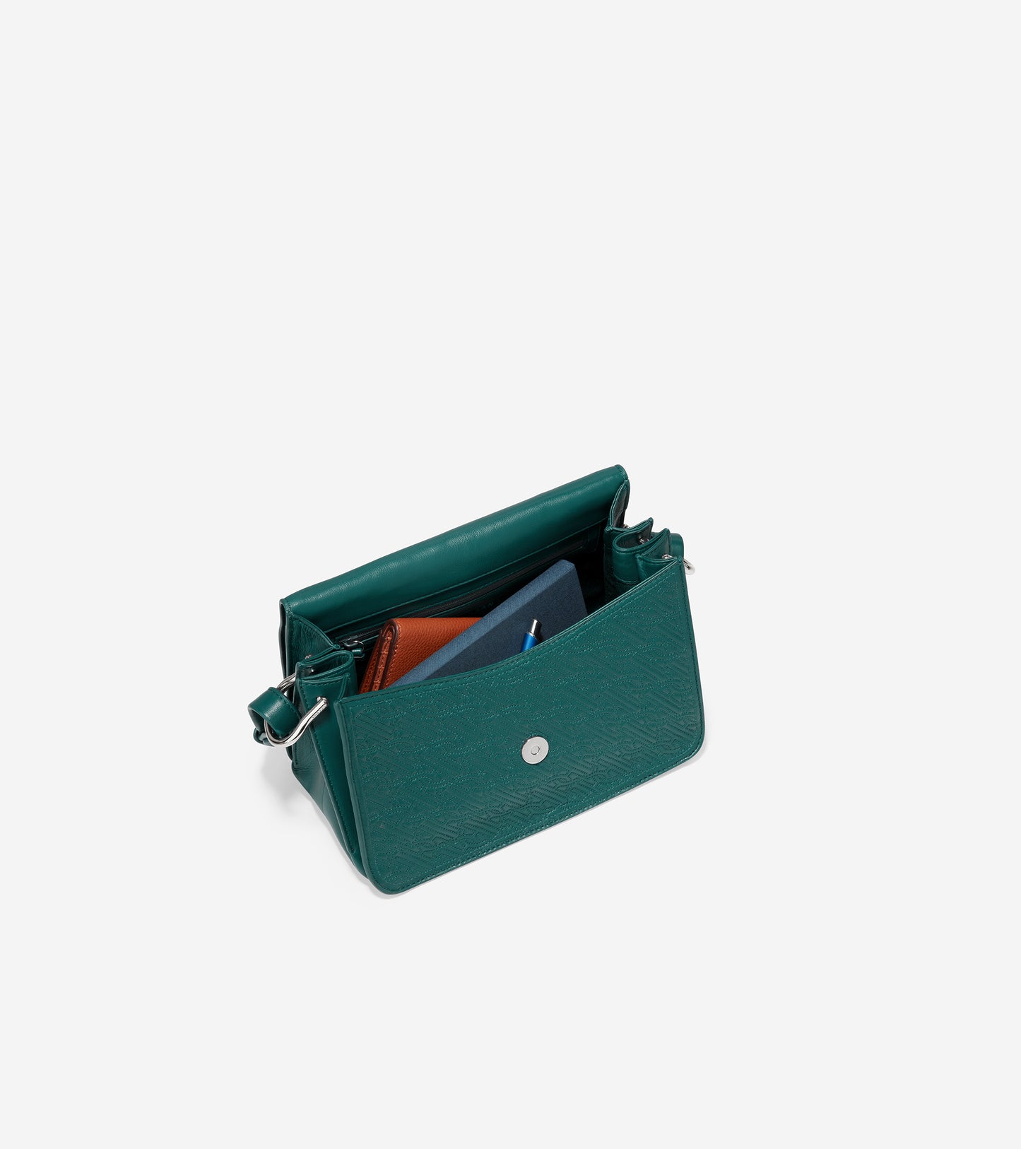 u06109-Quilted Logo Shoulder Bag-Deep Teal