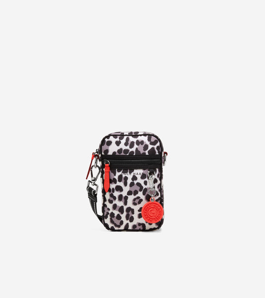 u06231-Nylon Cellphone Crossbody-Ocelot Print