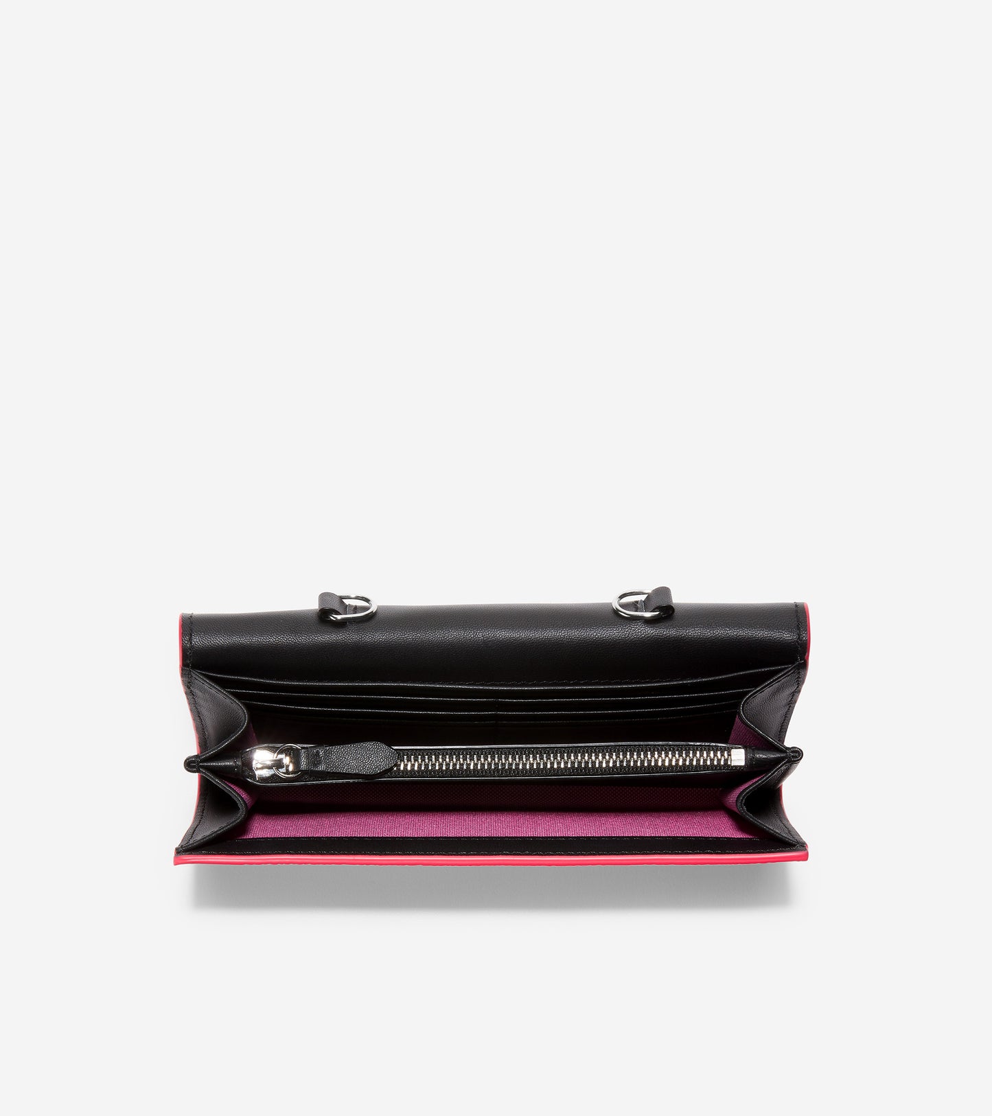 u06242-Wallet on a Chain-Black Floral Print