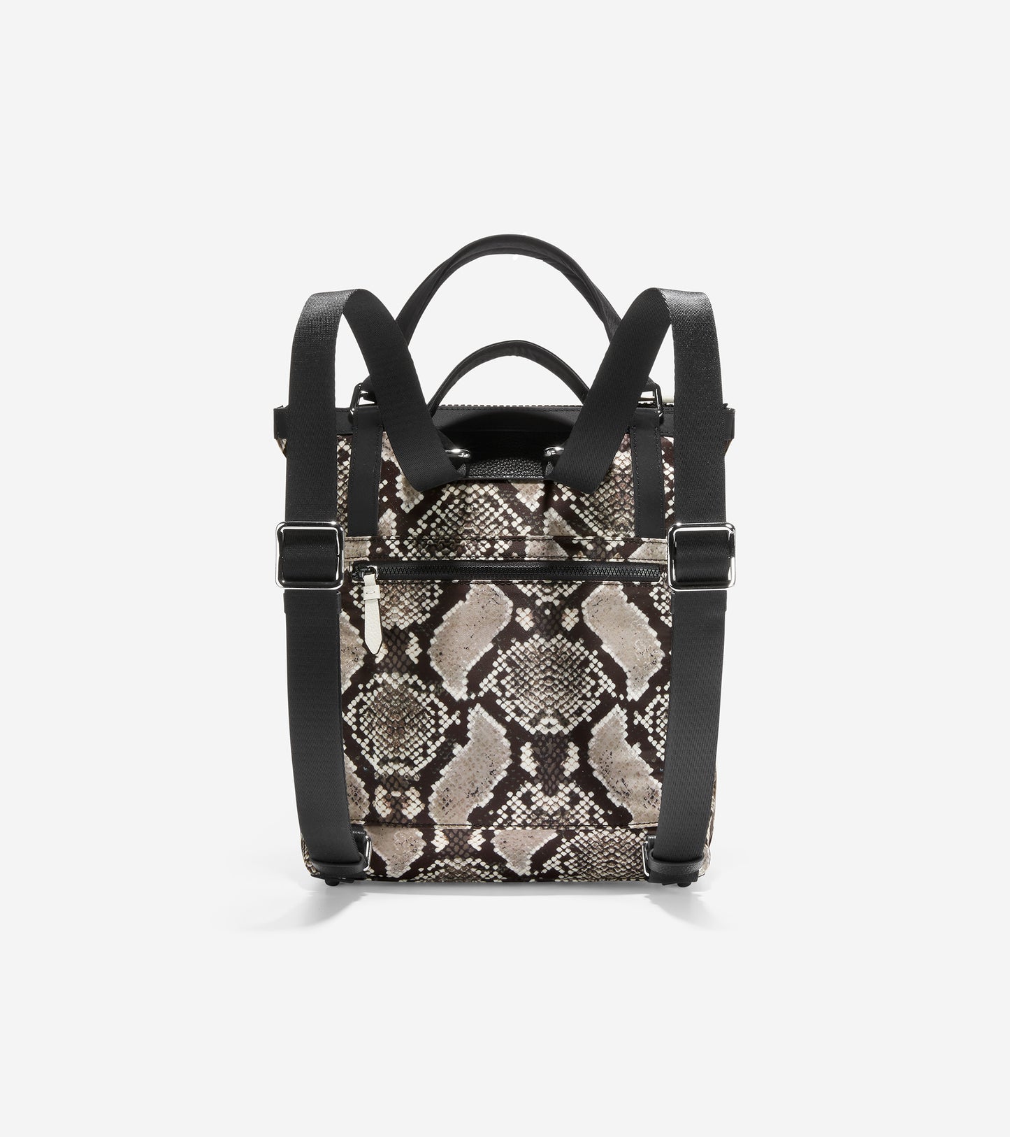 u06284-Grand Ambition Small Convertible Nylon Backpack-Snake Print-Black-Birch