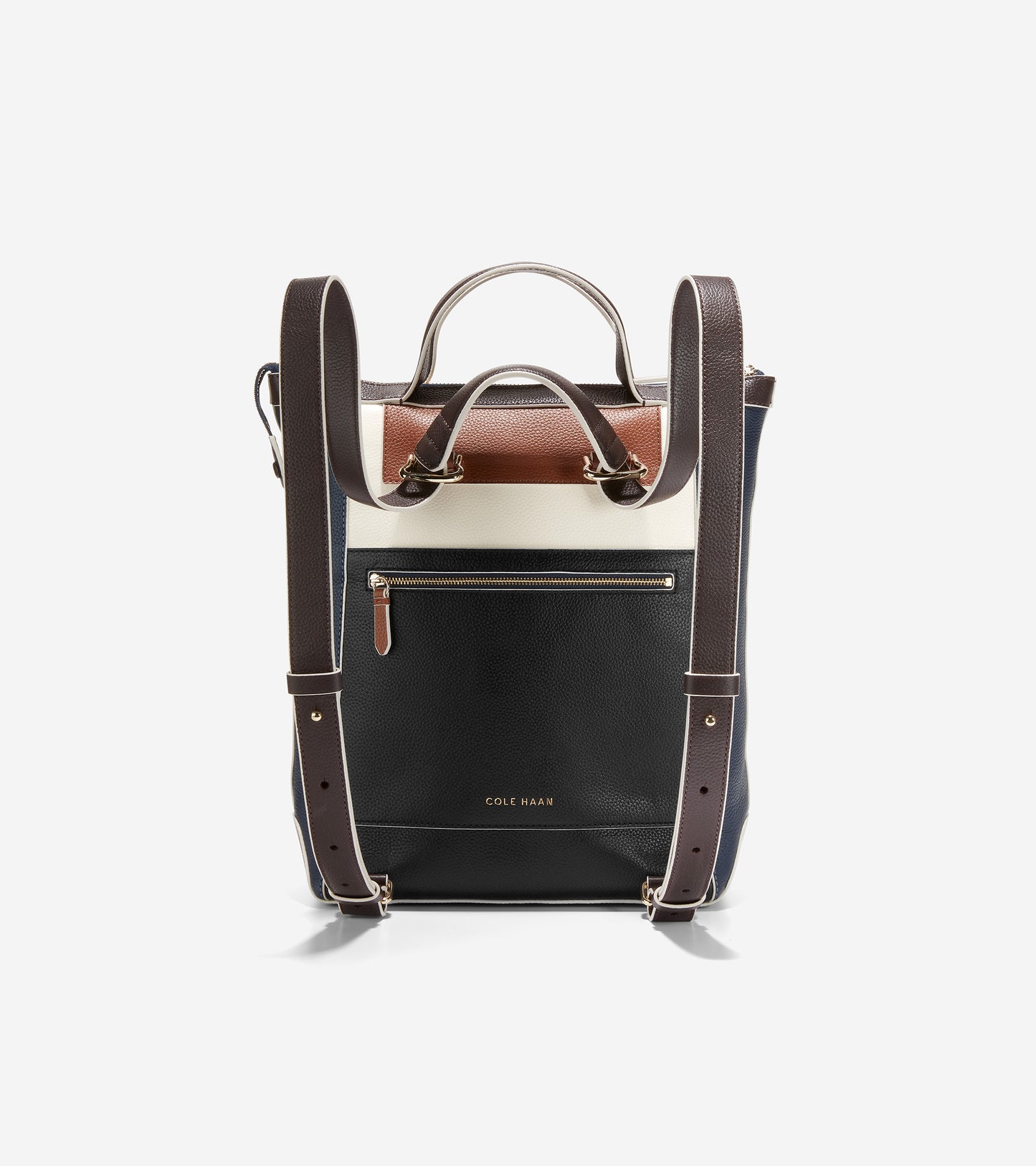 u06291-Grand Ambition Small Convertible Luxe Backpack-Navy Blazer-Ivory-Chocolate