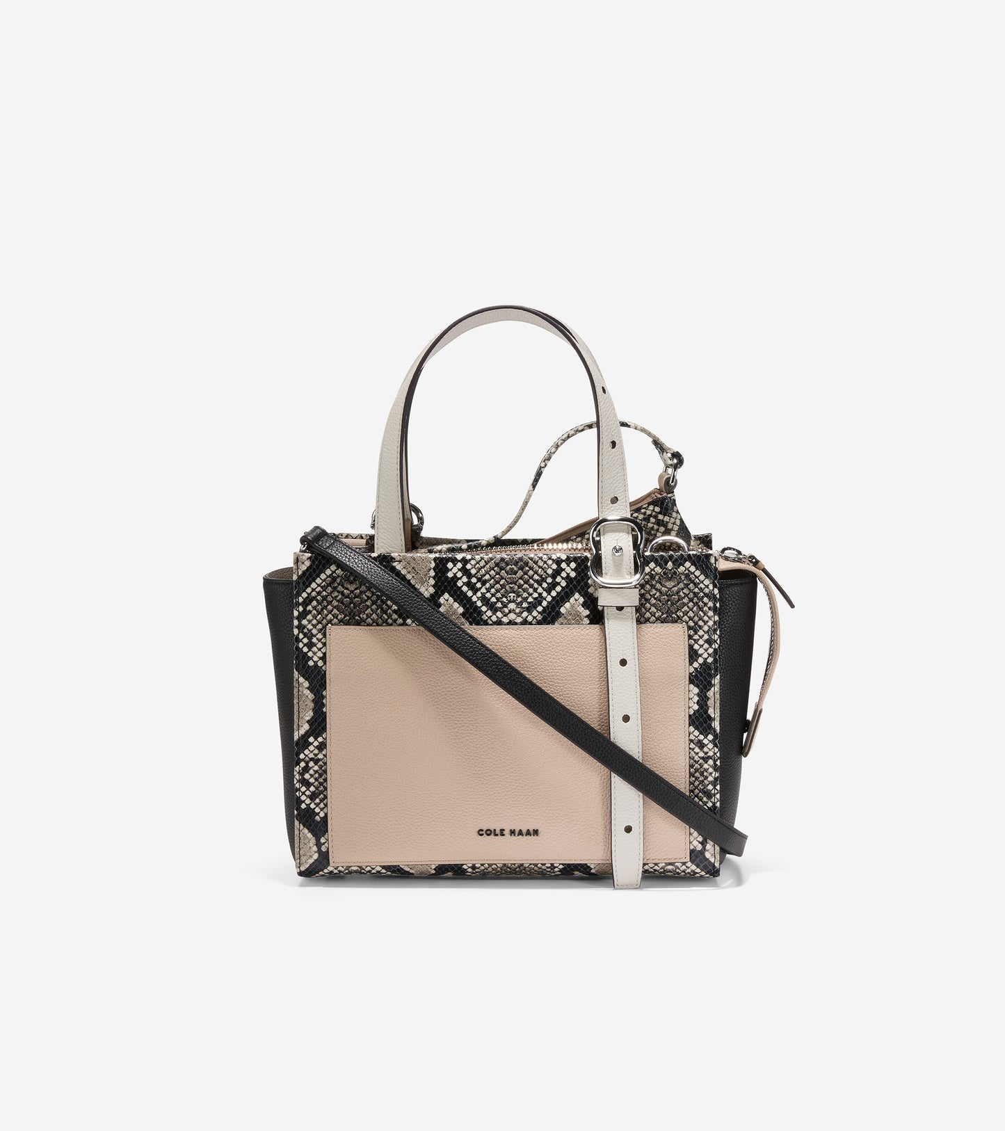 U06323-Small 3-in-1 Tote-Snake Print-Black-Birch