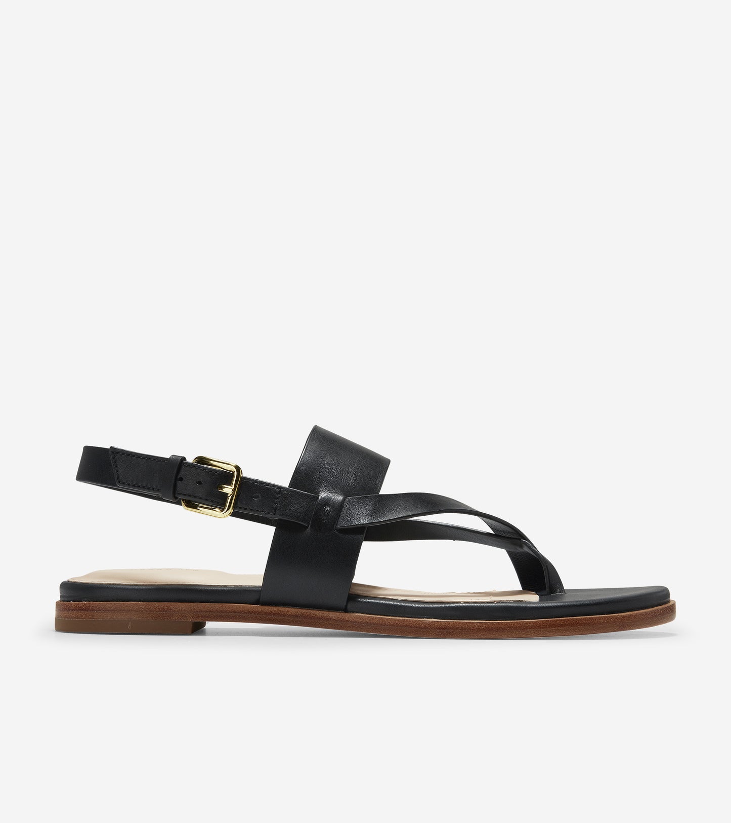 ColeHaan-Anica Thong Sandal-w07409-Black Leather