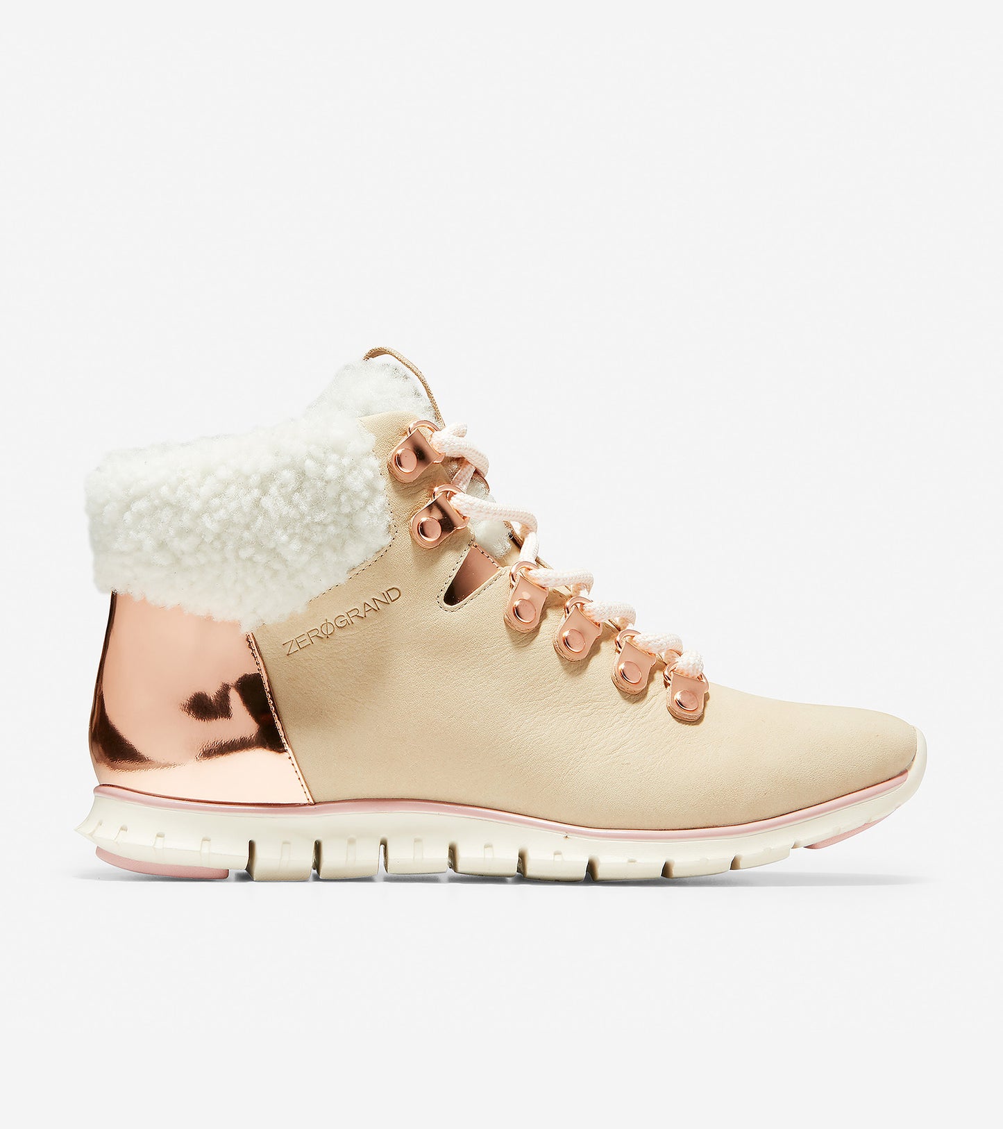 ColeHaan-ZERØGRAND Hiker Boot-w11810-Sand Nubuck-Rose Gold Metallic